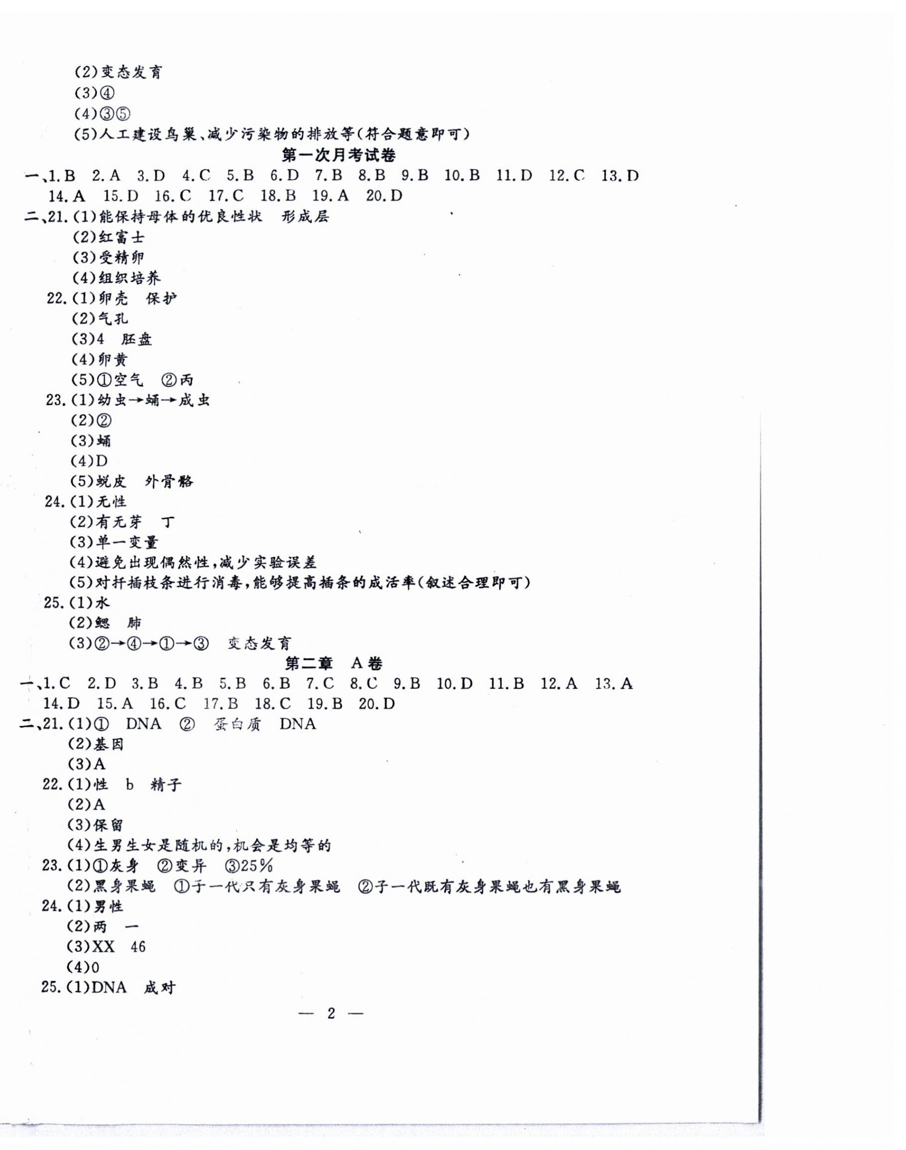 2024年文曲星跟蹤測試卷八年級生物下冊人教版 第2頁