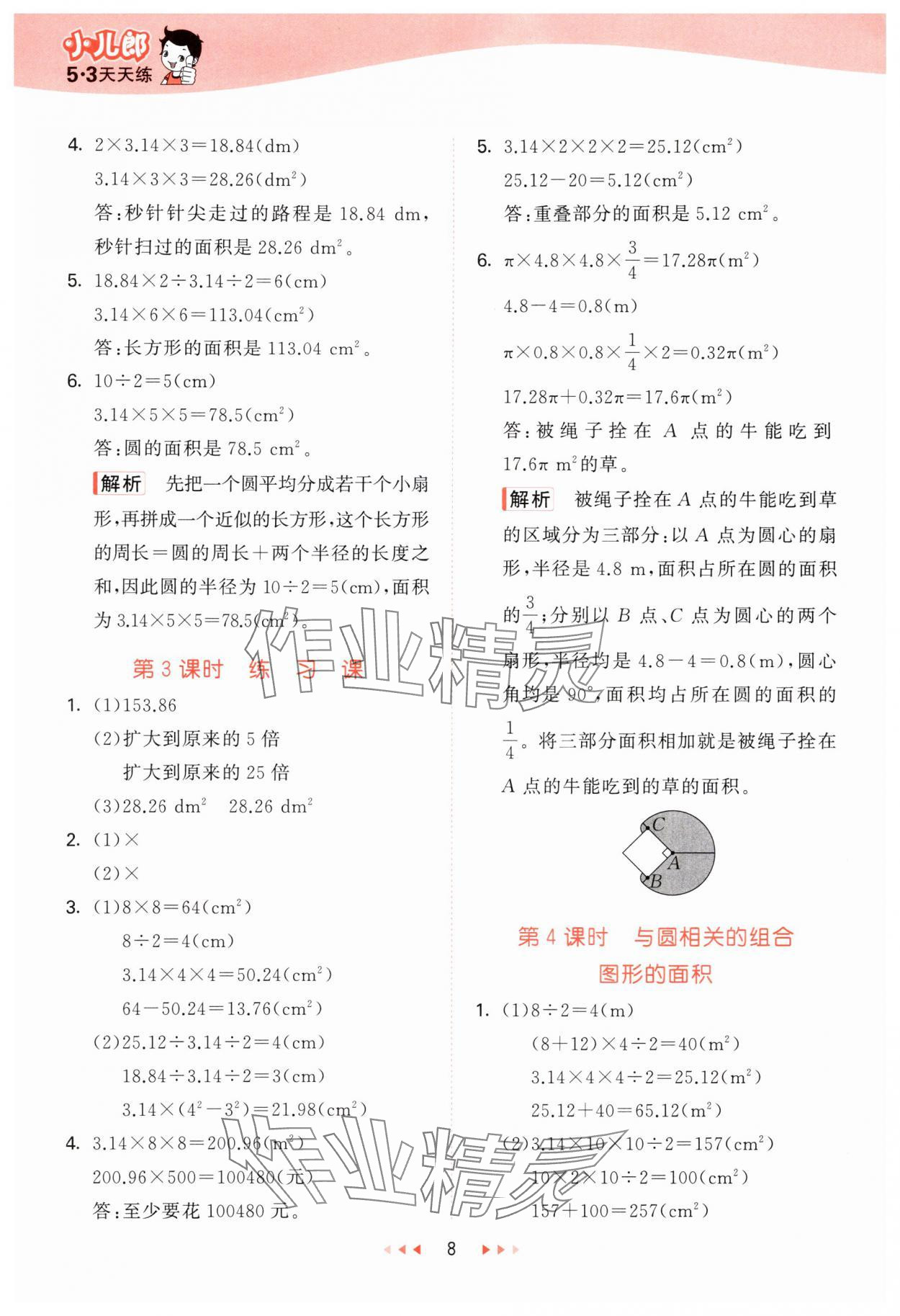 2024年53天天練六年級數學上冊西師大版 第8頁