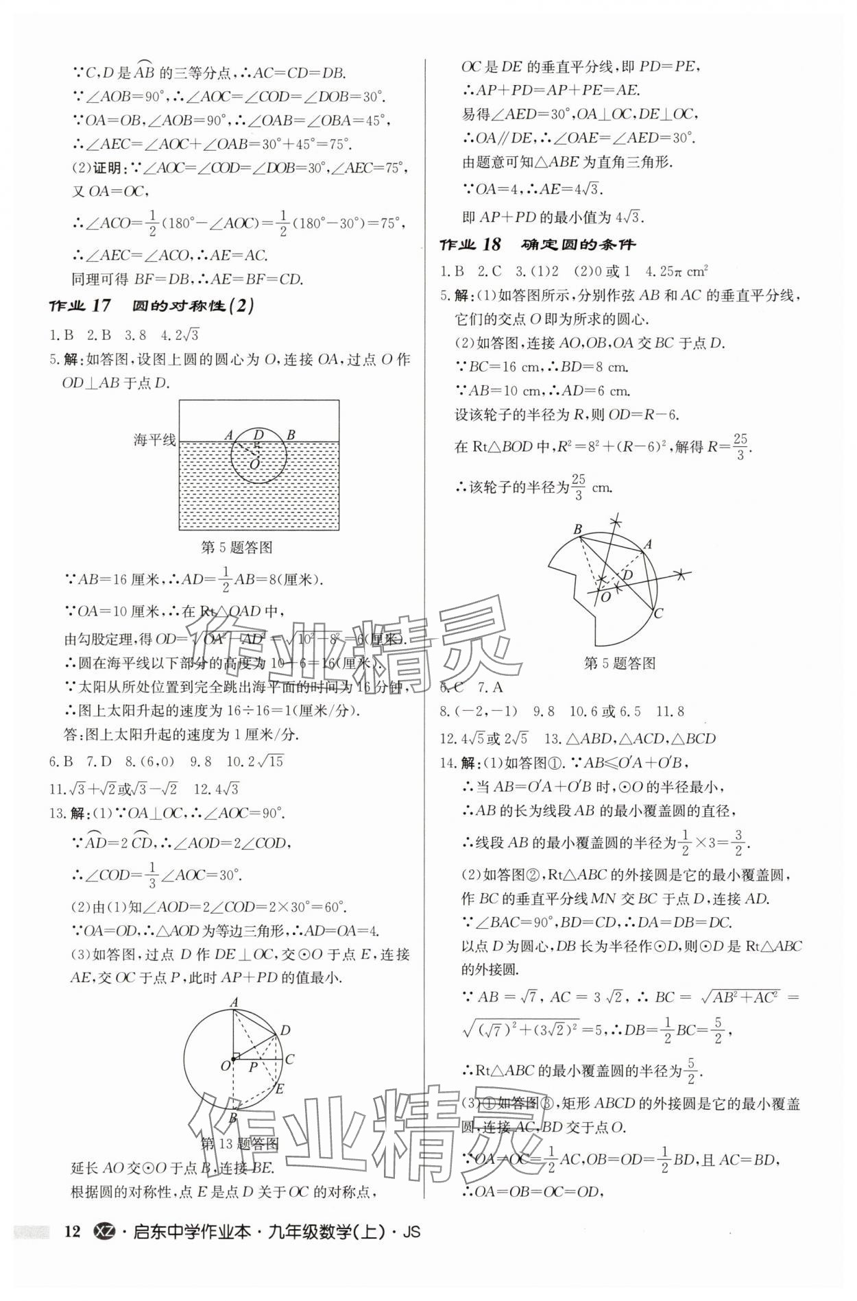 2025年啟東中學作業(yè)本九年級數(shù)學上冊蘇科版徐州專版 第12頁