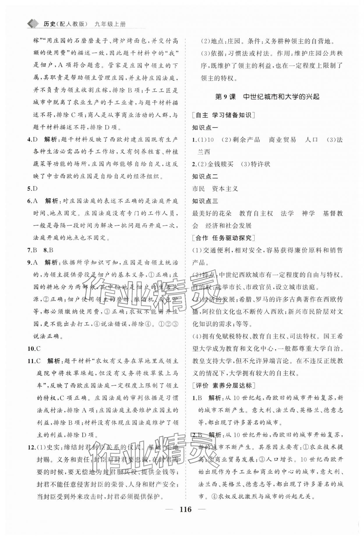 2025年新课程同步练习册九年级历史上册人教版&nbsp;第8页