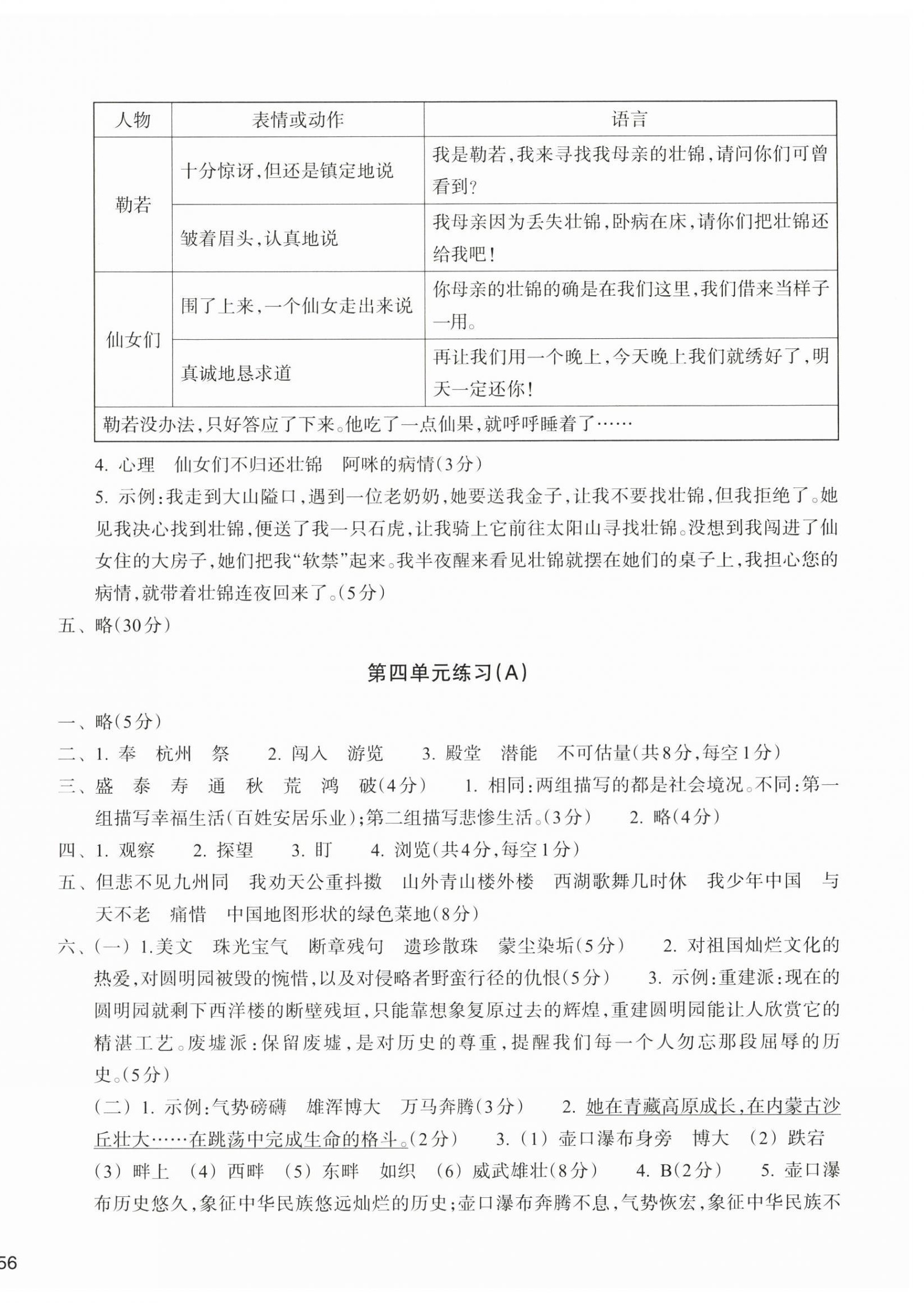 2025年新编单元能力训练五年级语文上册人教版 参考答案第4页