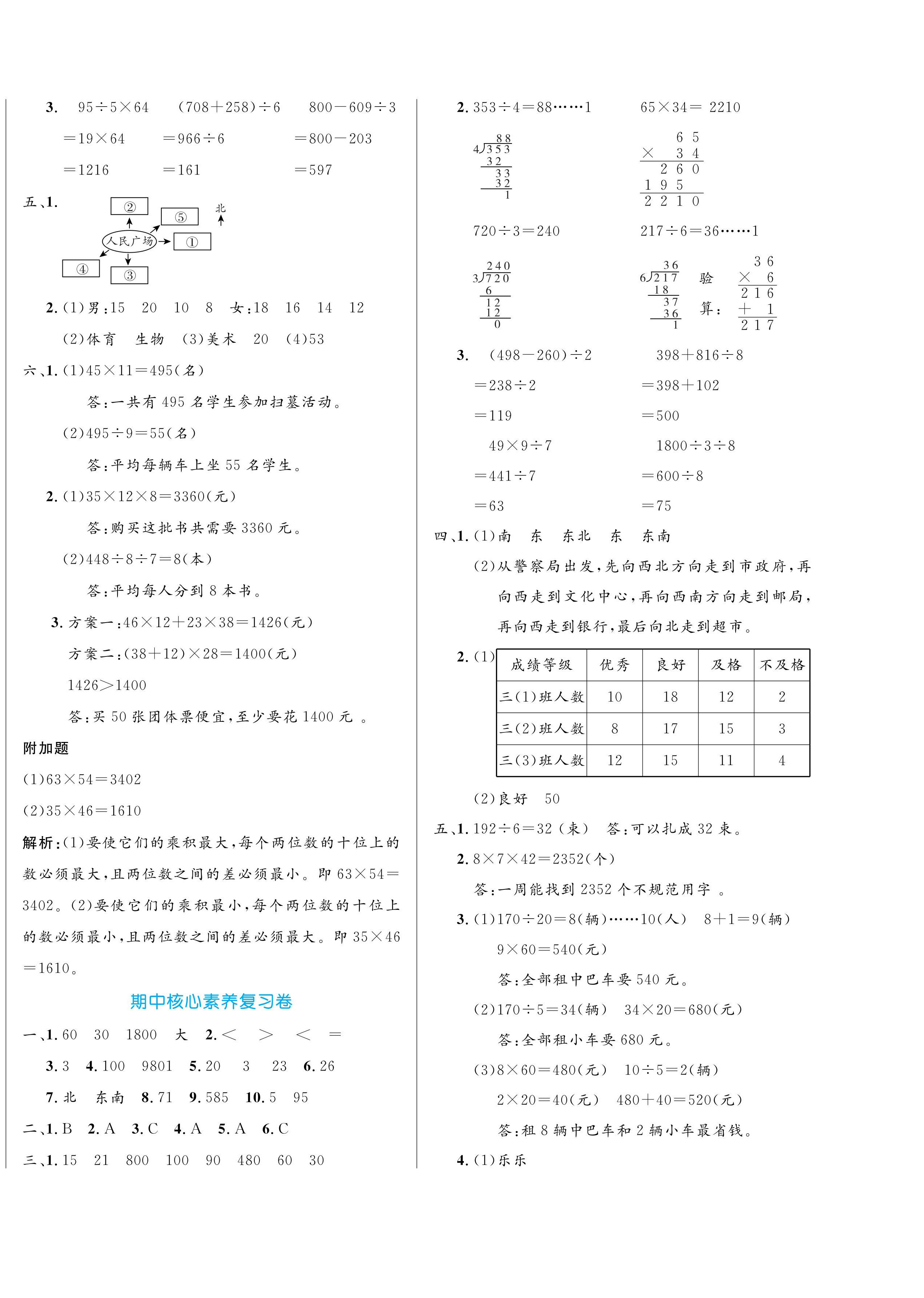 2024年黃岡名卷三年級(jí)數(shù)學(xué)下冊(cè)人教版 第4頁(yè)