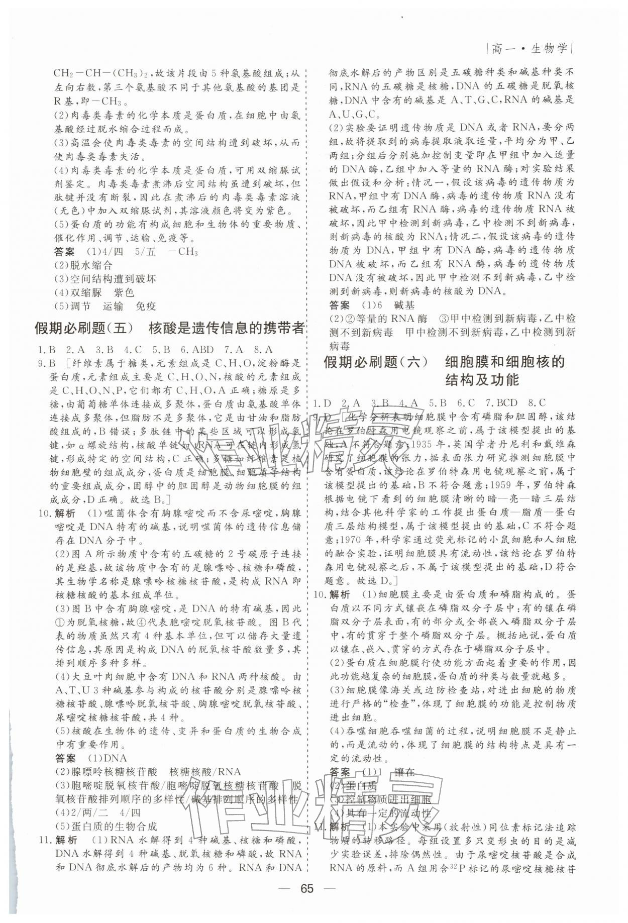 2026年薪火文化假期必刷題高一生物&nbsp;第3頁(yè)