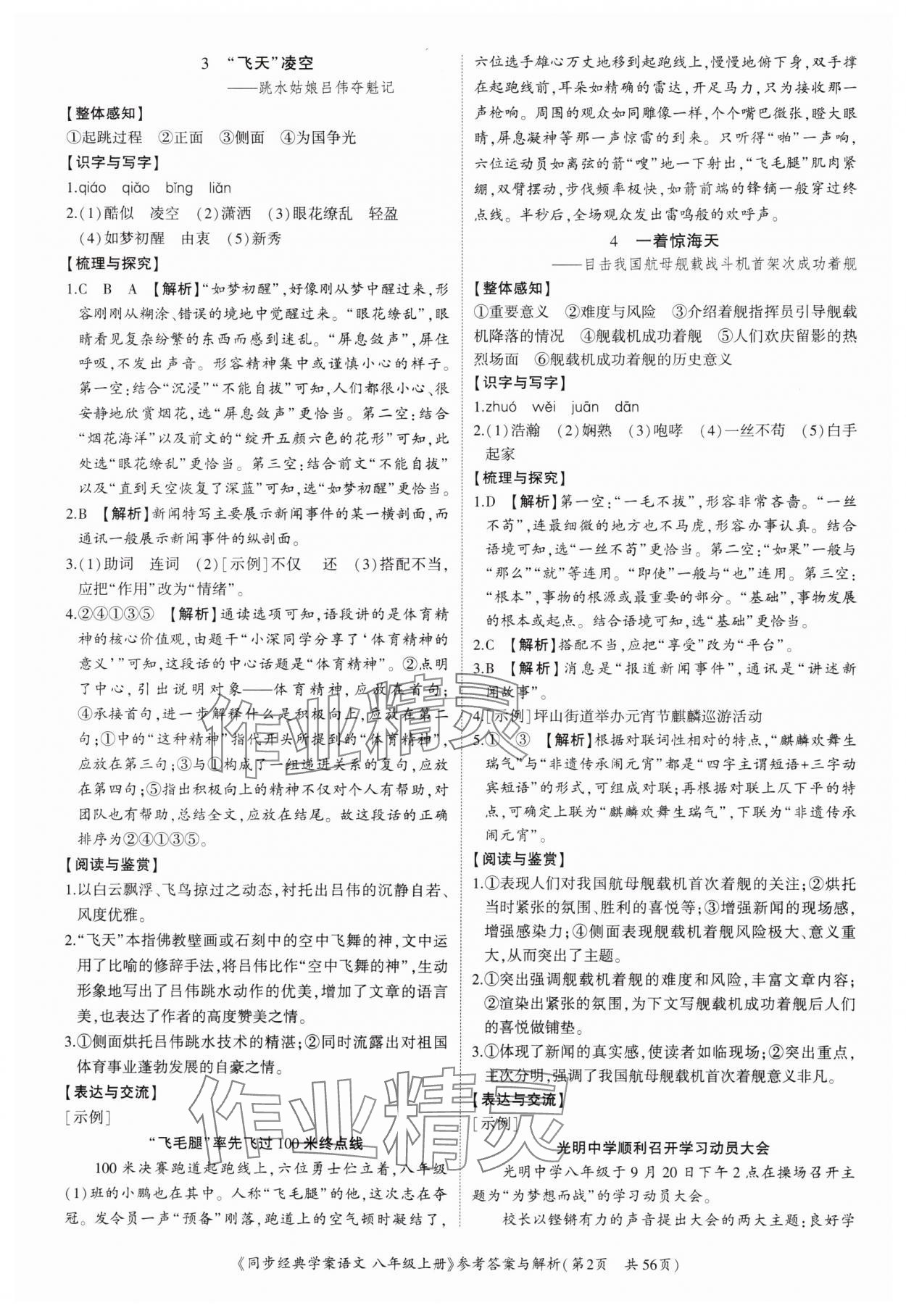 2024年同步經(jīng)典學(xué)案八年級(jí)語文上冊(cè)人教版深圳專版 第2頁