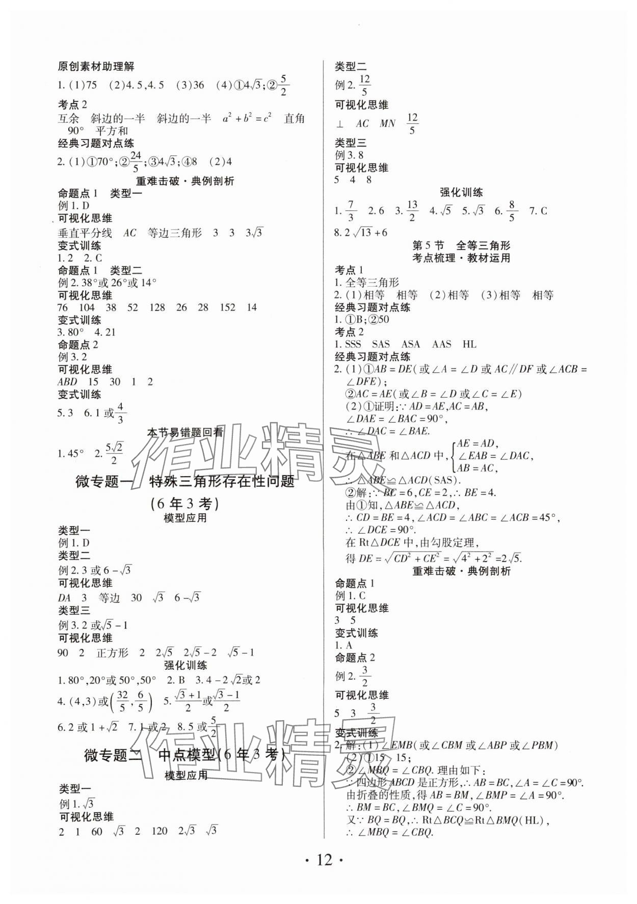 2025年理想中考数学中考河南专版 参考答案第12页