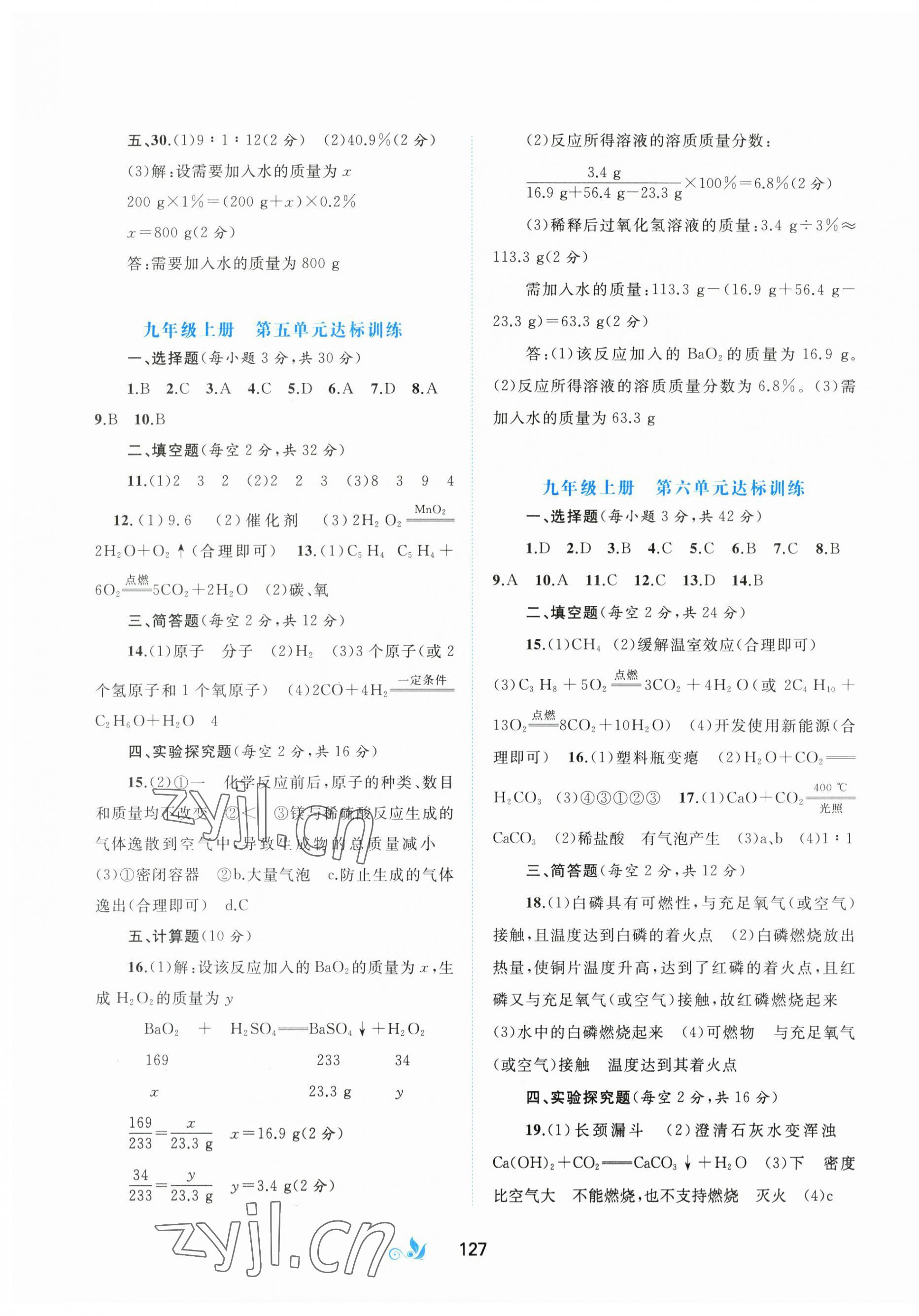 2023年新課程學(xué)習(xí)與測評單元雙測九年級化學(xué)全一冊魯教版C版 第3頁