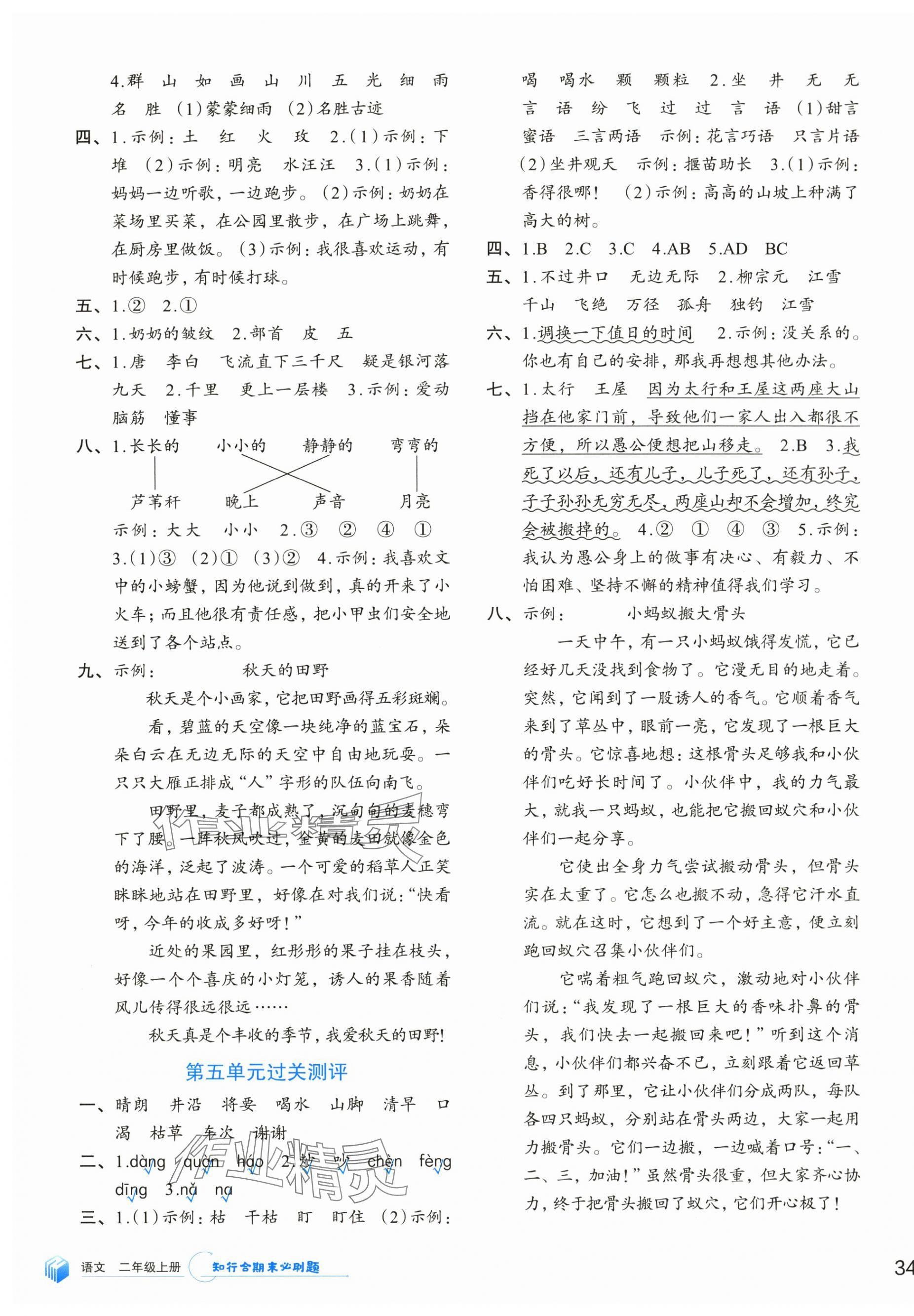 2024年知行合期末必刷題二年級語文上冊人教版 第3頁