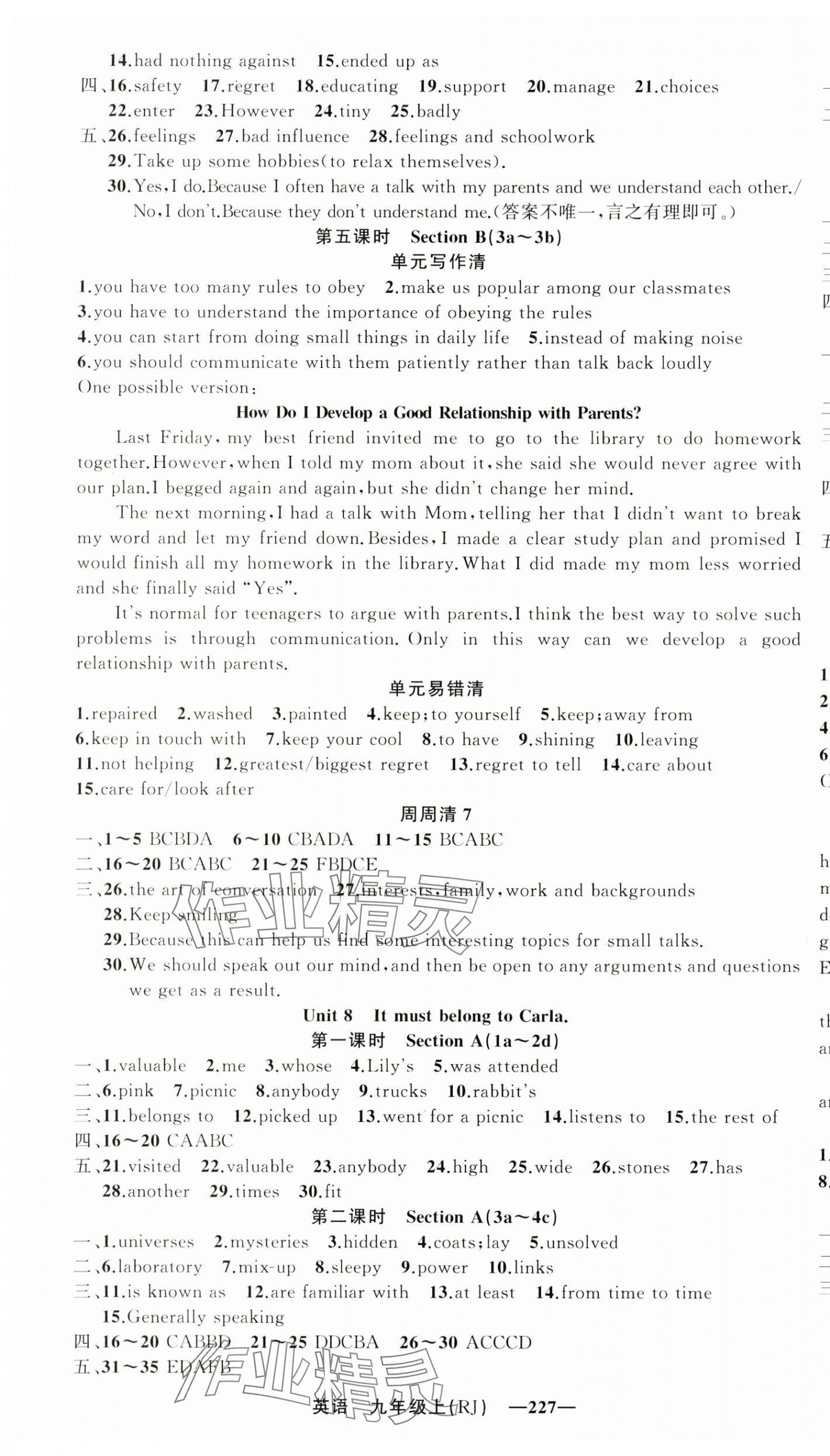 2025年四清導航九年級英語上冊人教版湖北專版 第9頁