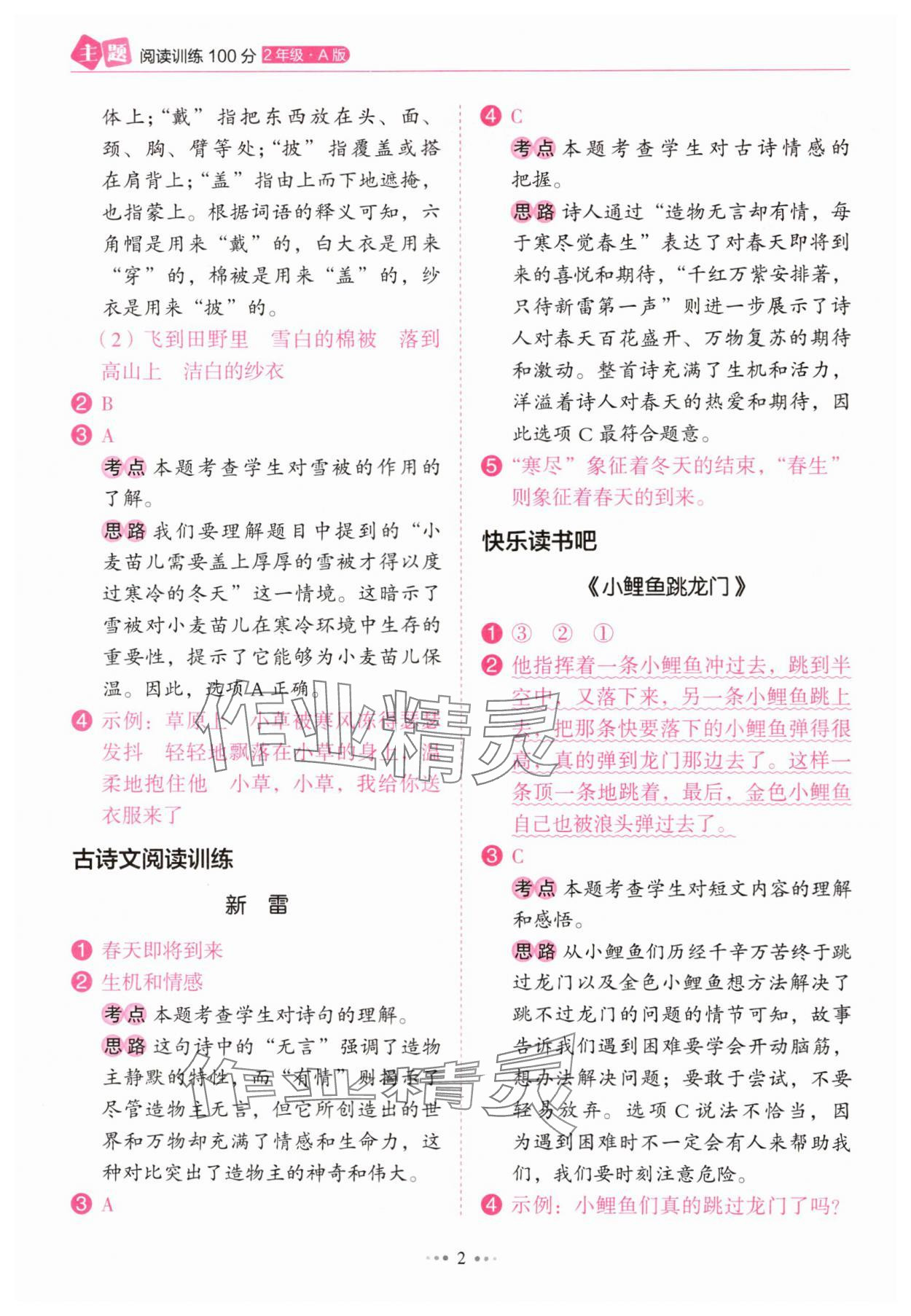 2024年主题阅读训练100分二年级语文浙江专版 第2页