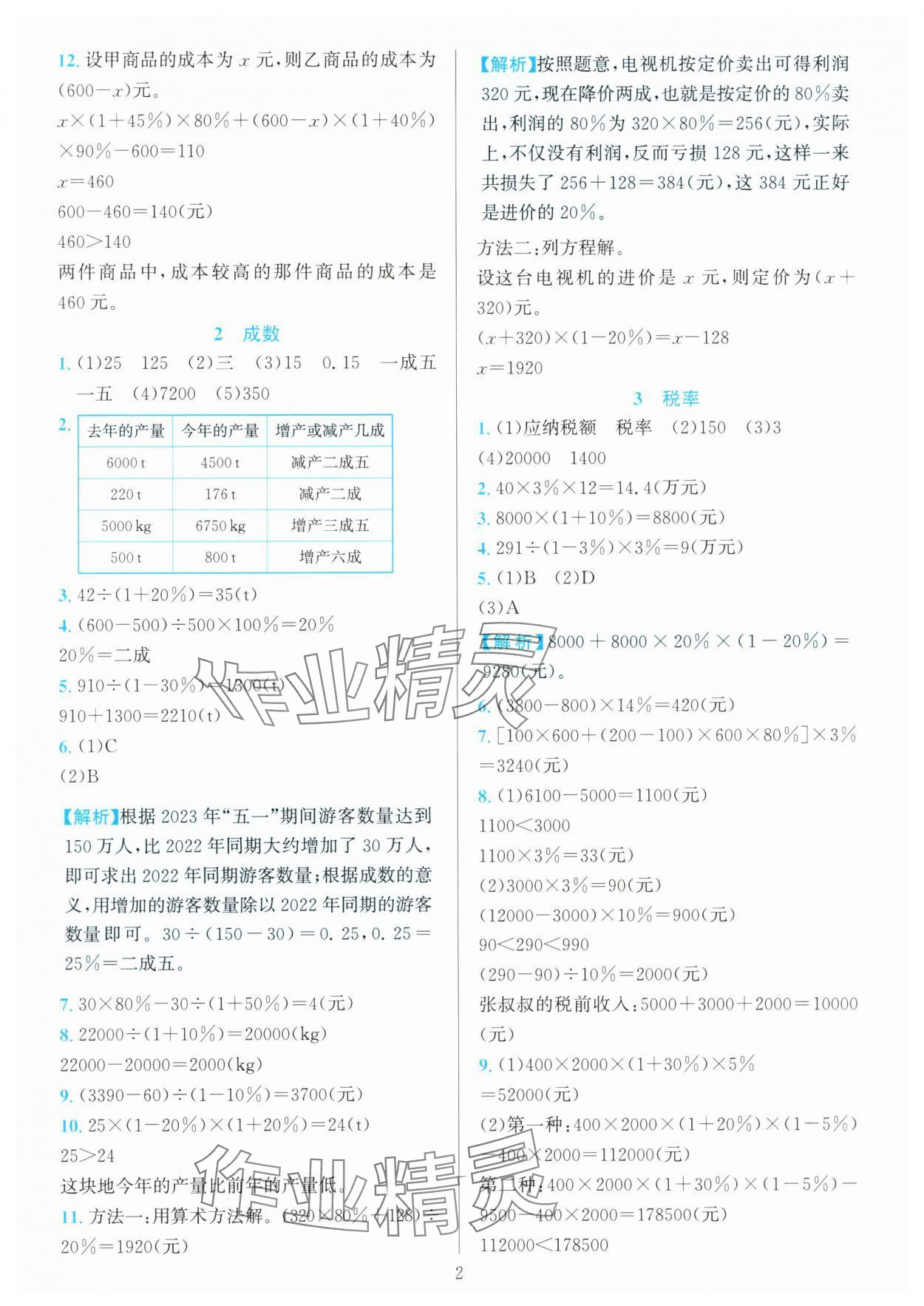 2025年全優(yōu)方案夯實(shí)與提高六年級(jí)數(shù)學(xué)下冊(cè)人教版 參考答案第2頁