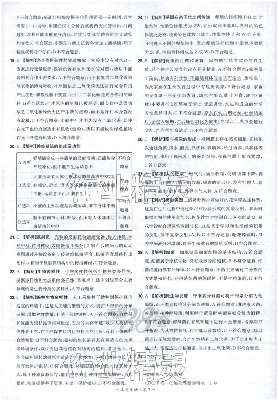 2026年天利38套中考試題精選八年級生物山東專版 第7頁