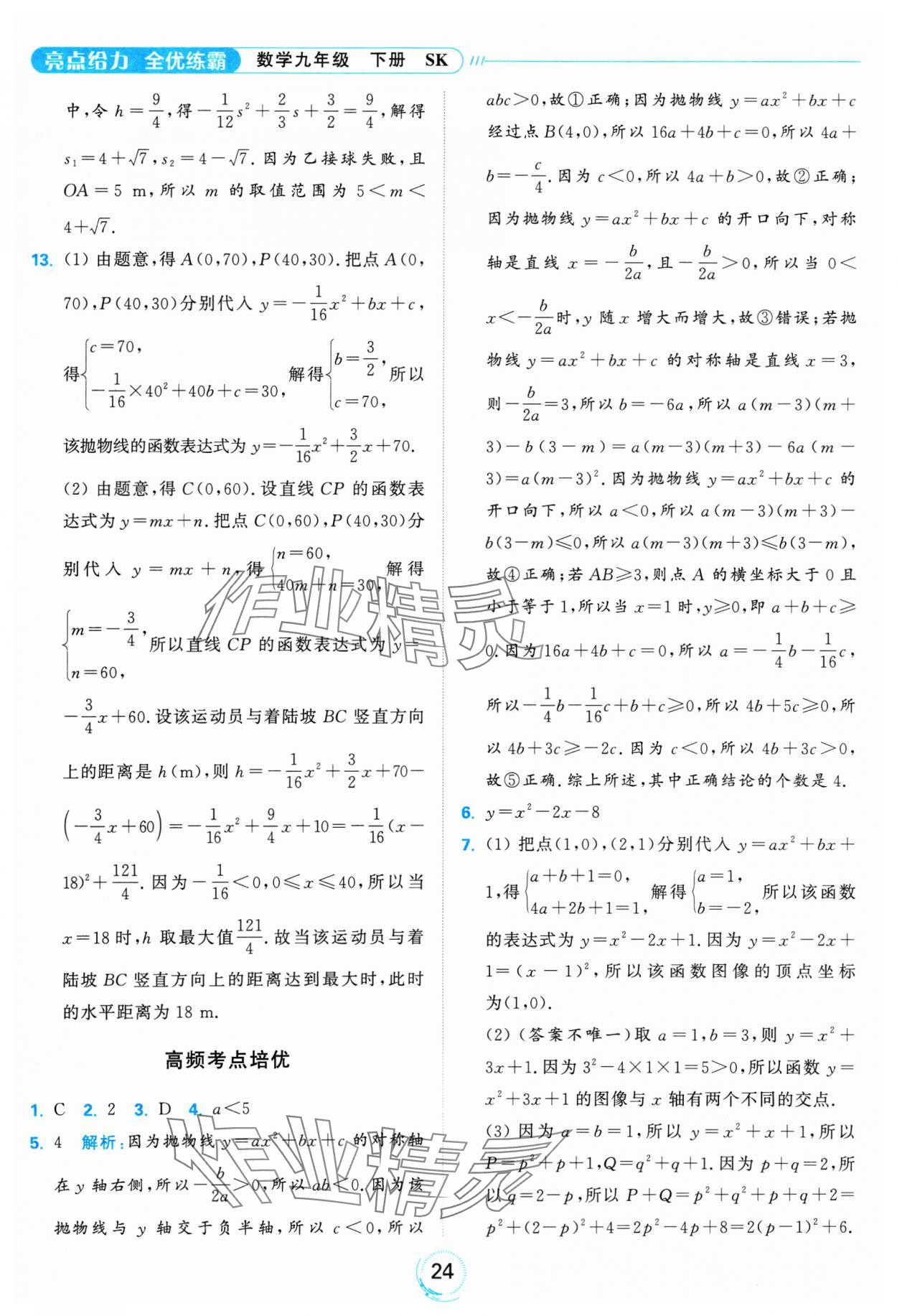 2025年亮點給力全優(yōu)練霸九年級數(shù)學(xué)下冊蘇科版 參考答案第24頁