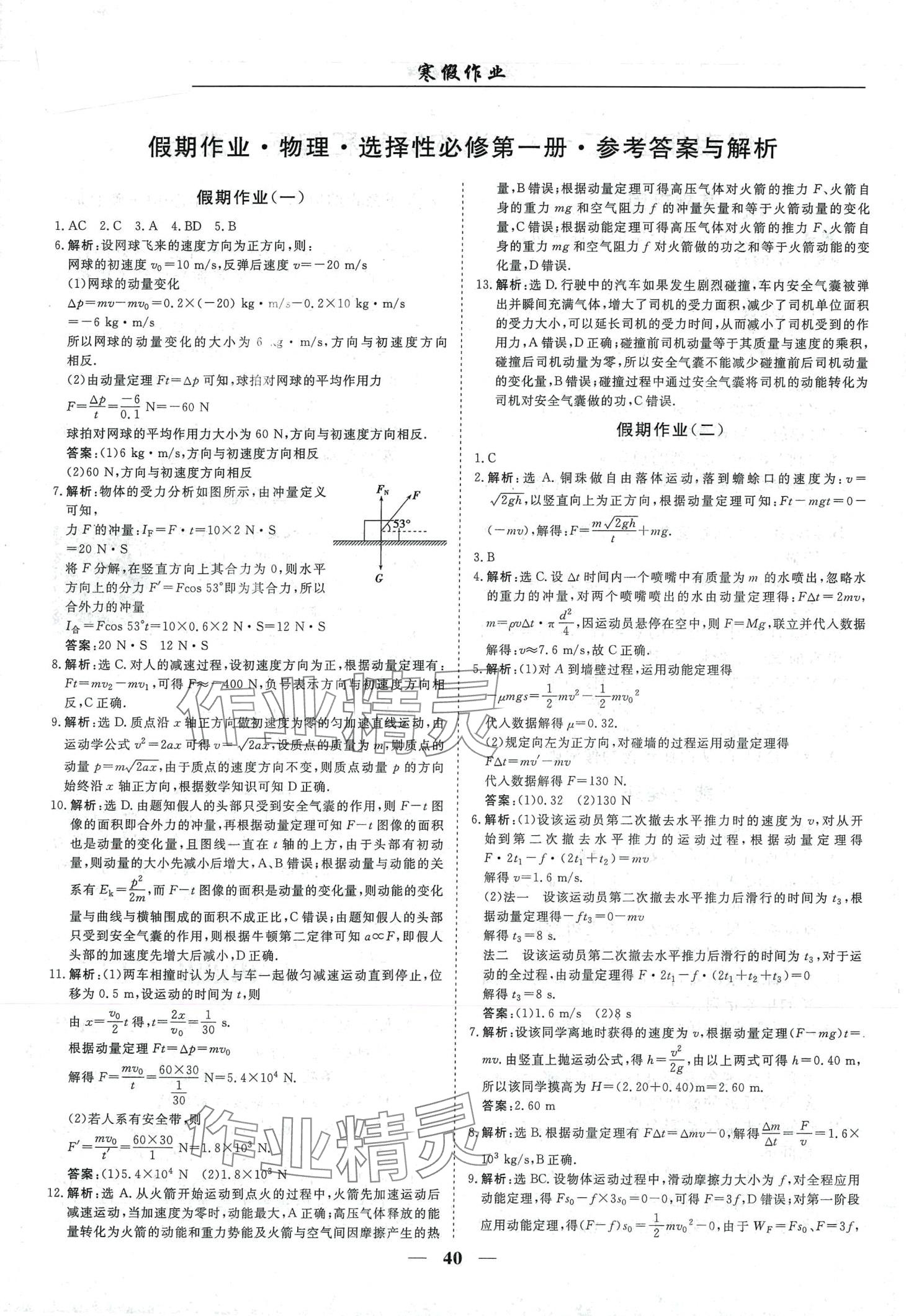 2024年学智文化寒假作业高二物理 第1页