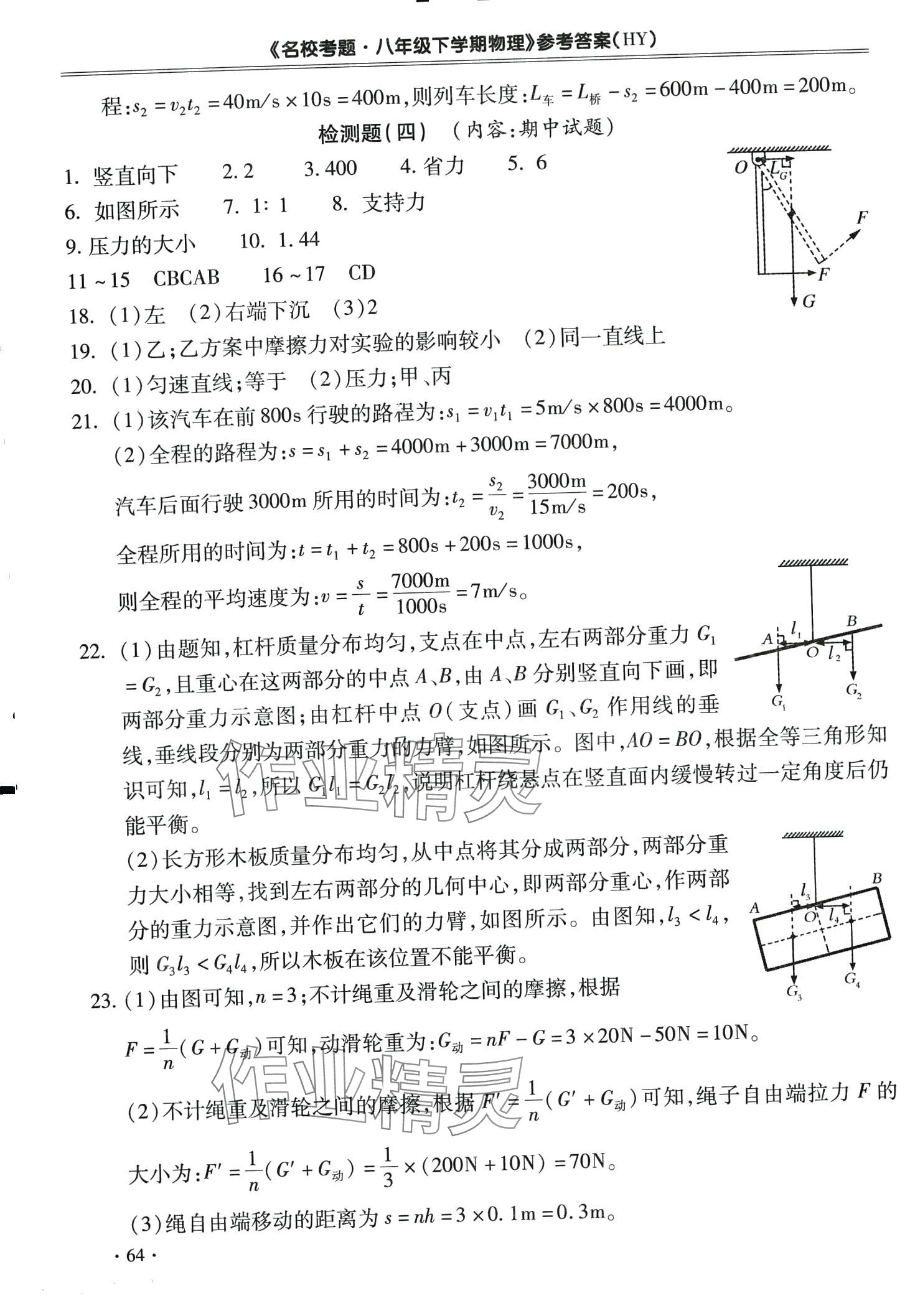 2024年名?？碱}八年級物理下冊滬粵版 第4頁