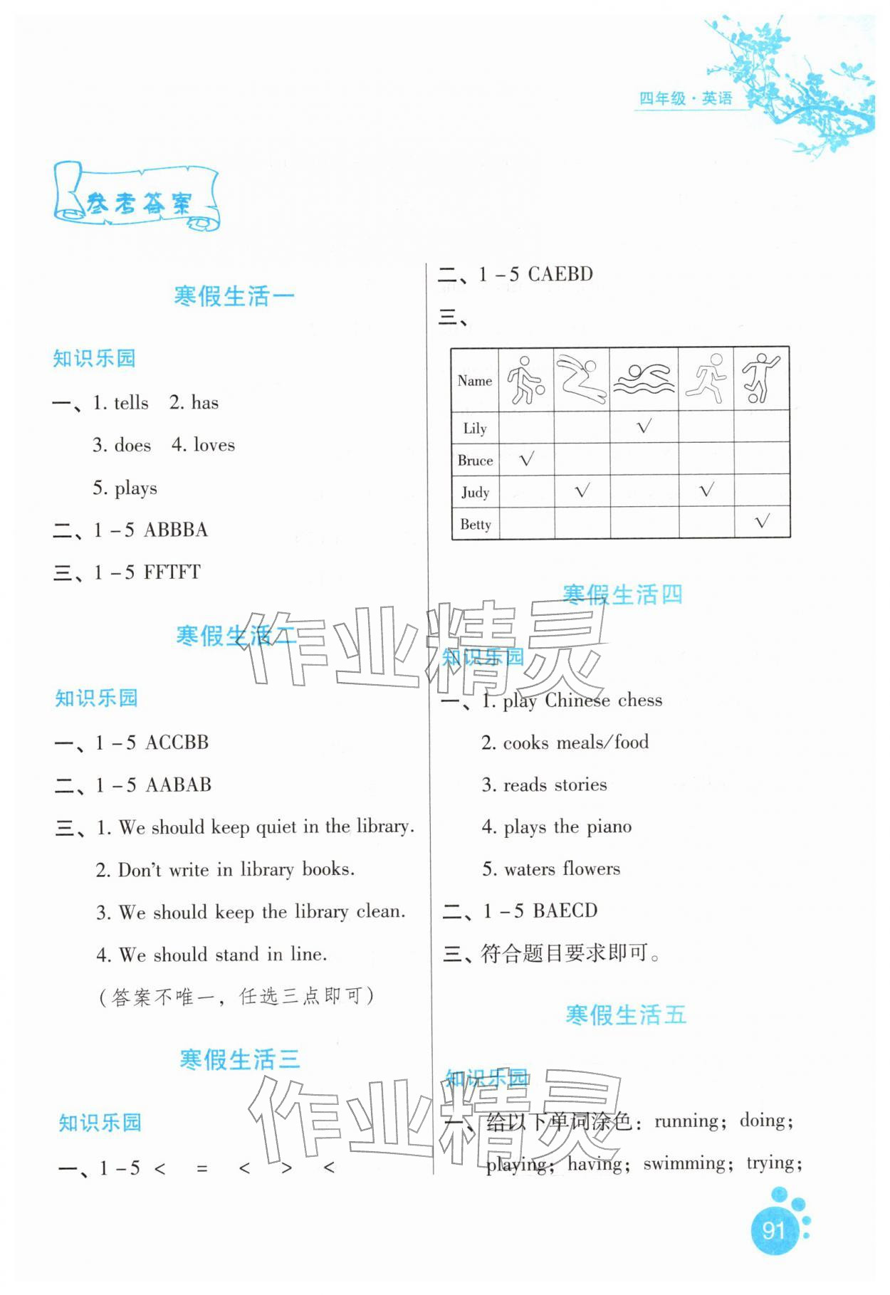 2026年寒假生活河北人民出版社四年级英语&nbsp;第1页