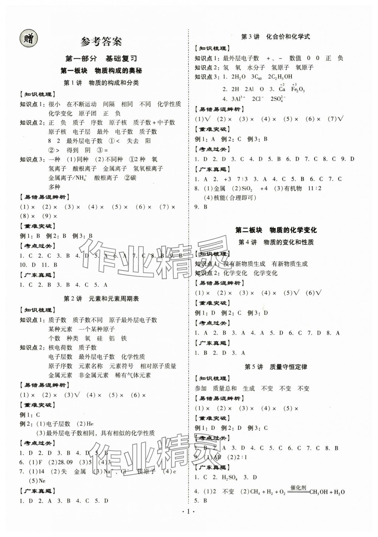2025年金牌中考總復習化學 第1頁