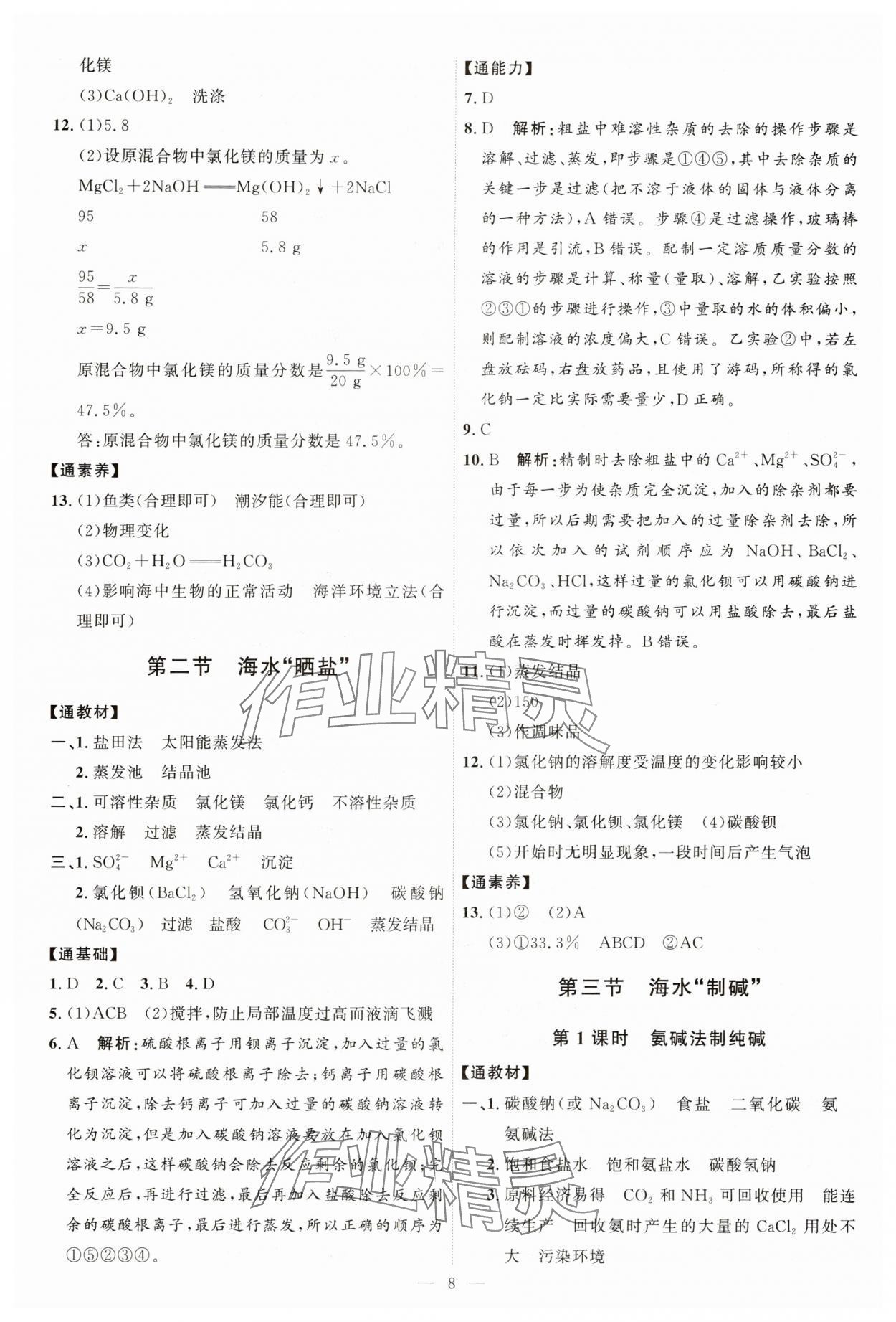 2024年優(yōu)加學(xué)案課時通九年級化學(xué)全一冊魯教版54制 第8頁