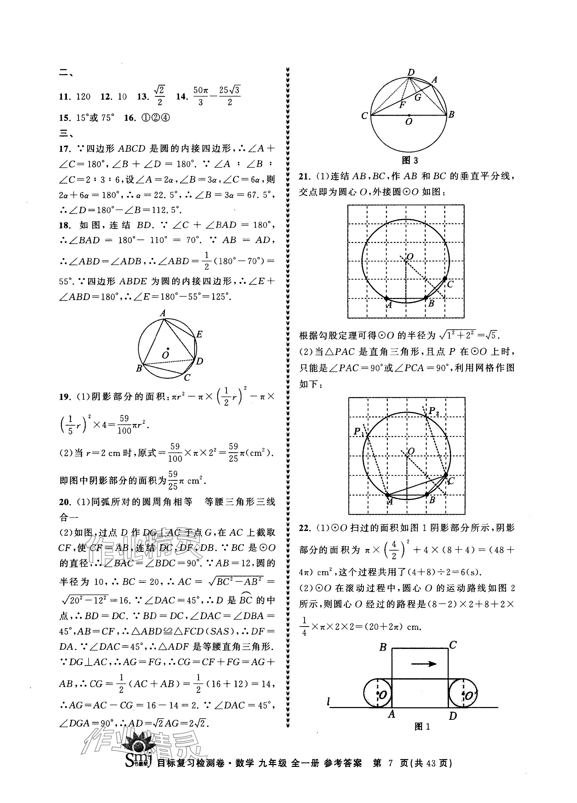 2024年目標(biāo)復(fù)習(xí)檢測卷九年級數(shù)學(xué)全一冊浙教版 參考答案第7頁