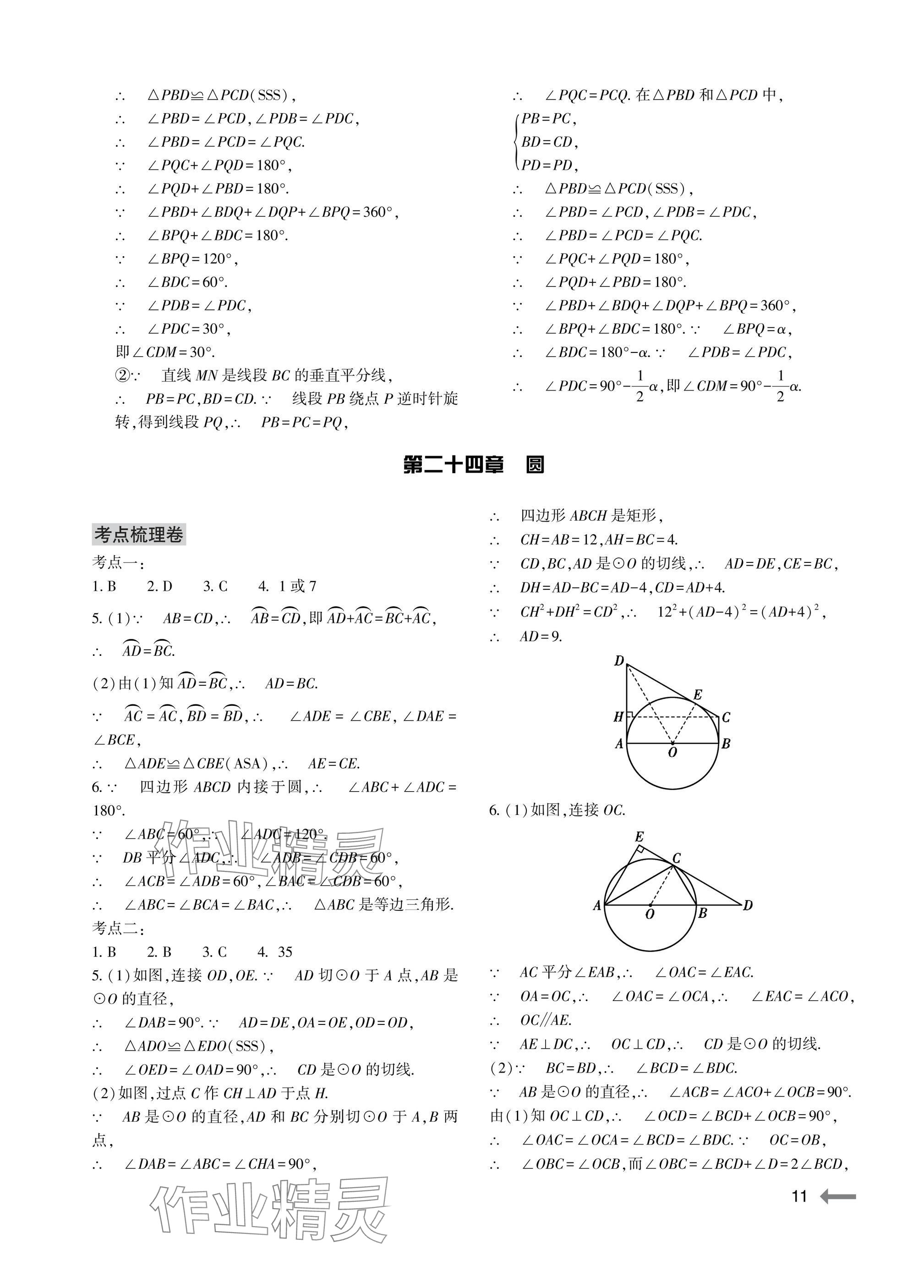 2025年节节高大象出版社九年级数学全一册人教版 参考答案第11页