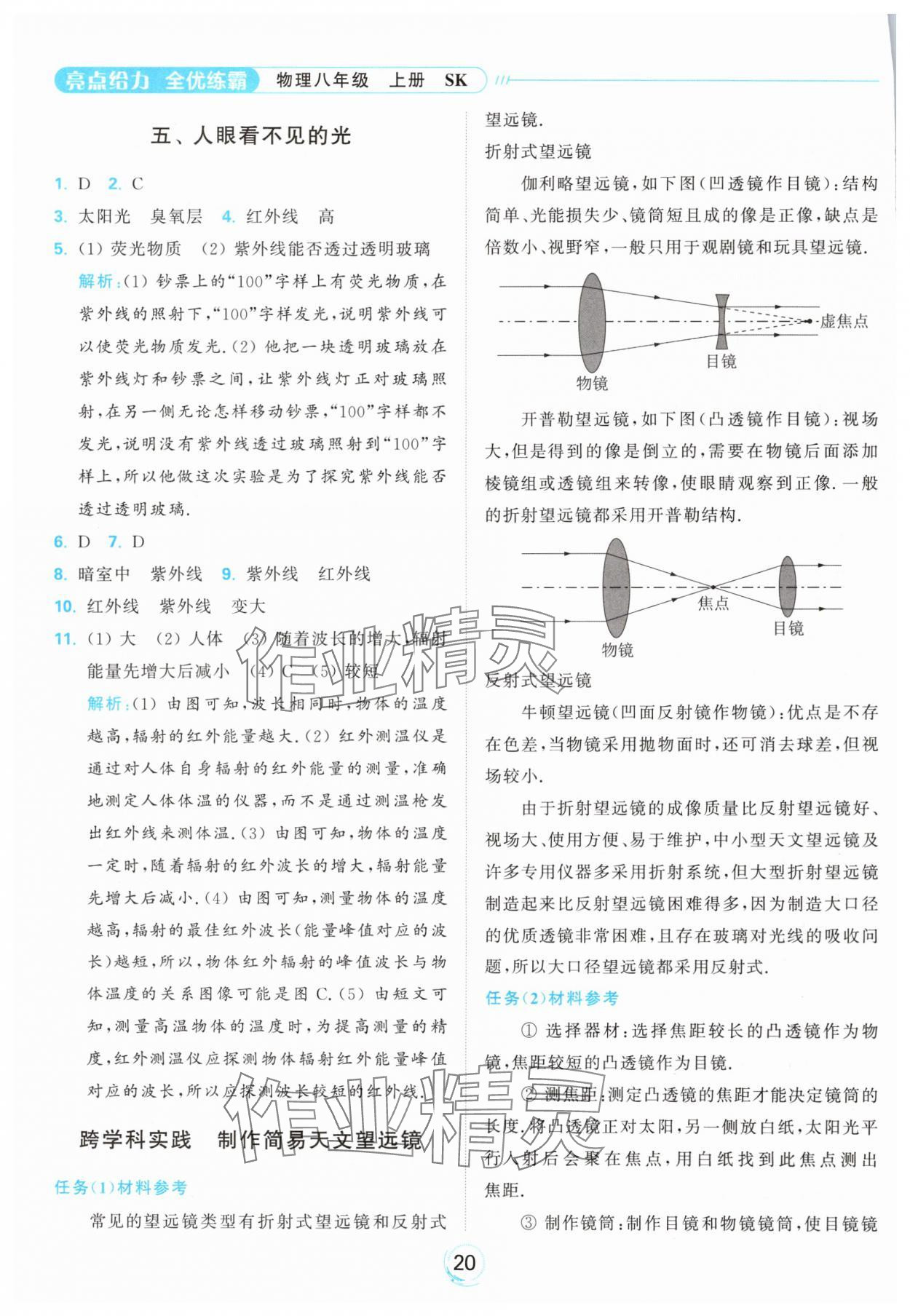 2024年亮點(diǎn)給力全優(yōu)練霸八年級(jí)物理上冊(cè)蘇科版 參考答案第20頁(yè)