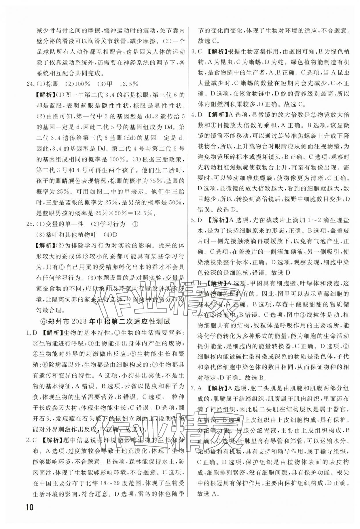 2024年新一線必刷卷生物河南專版 第10頁