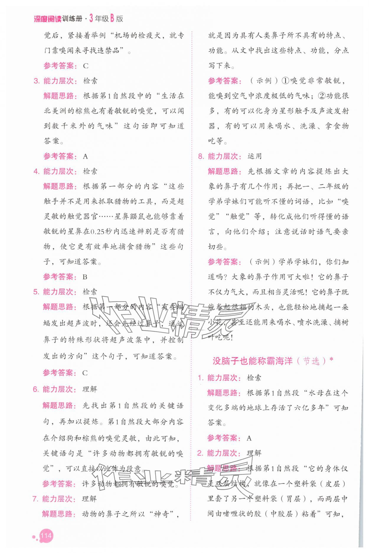 2025年深度閱讀訓練冊三年級語文下冊人教B版福建專版 參考答案第12頁