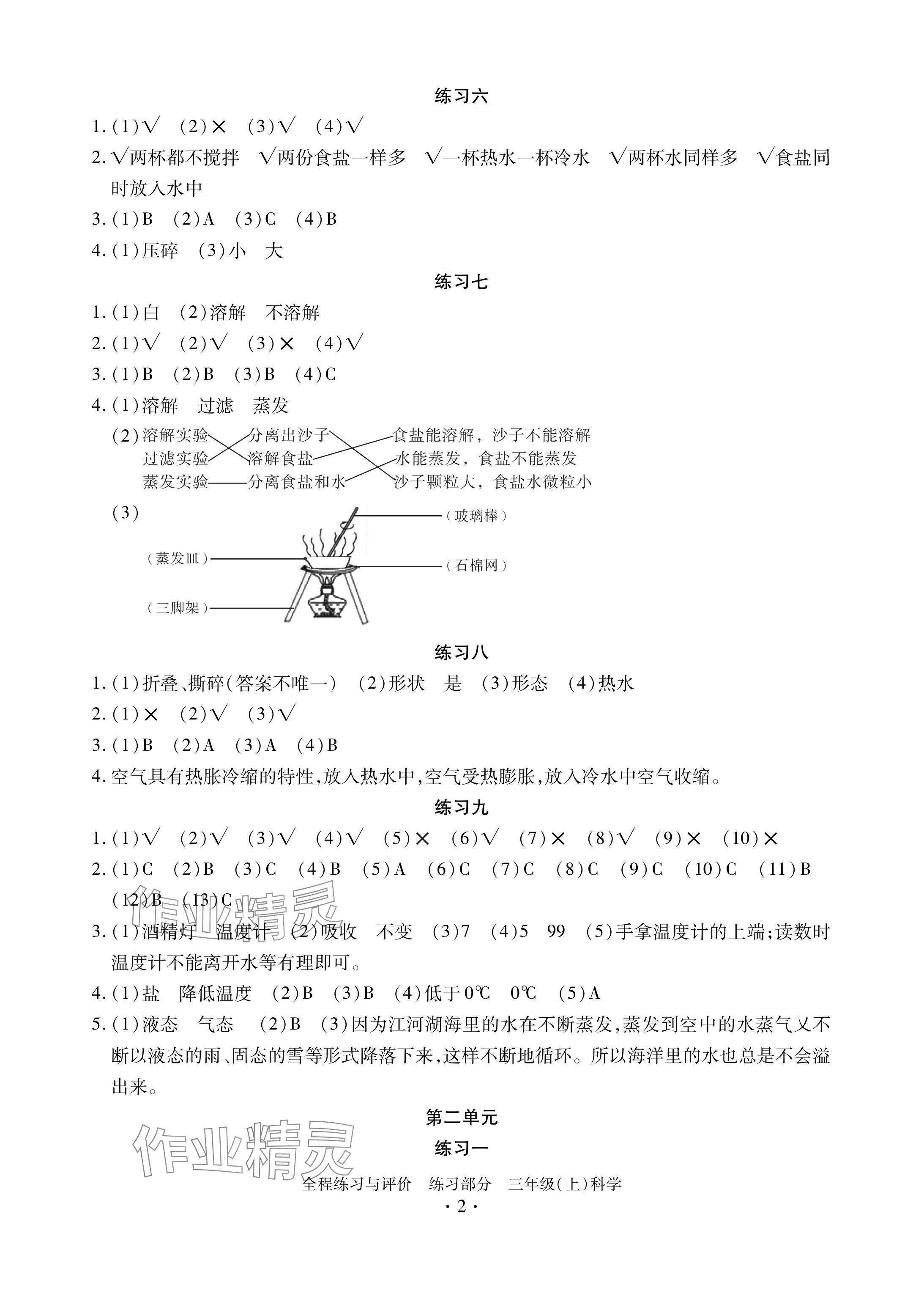 2024年全程練習(xí)與評價三年級科學(xué)上冊教科版 參考答案第2頁