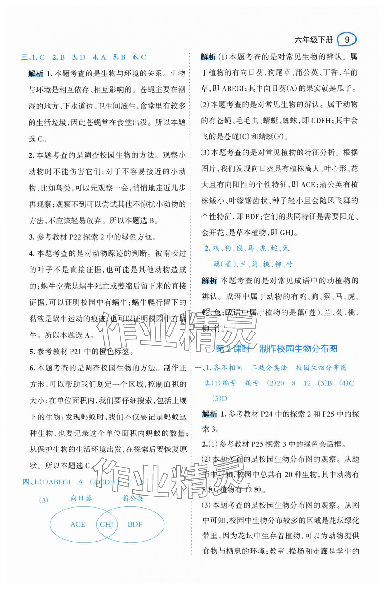 2024年名師面對面先學(xué)后練六年級科學(xué)下冊教科版 參考答案第9頁