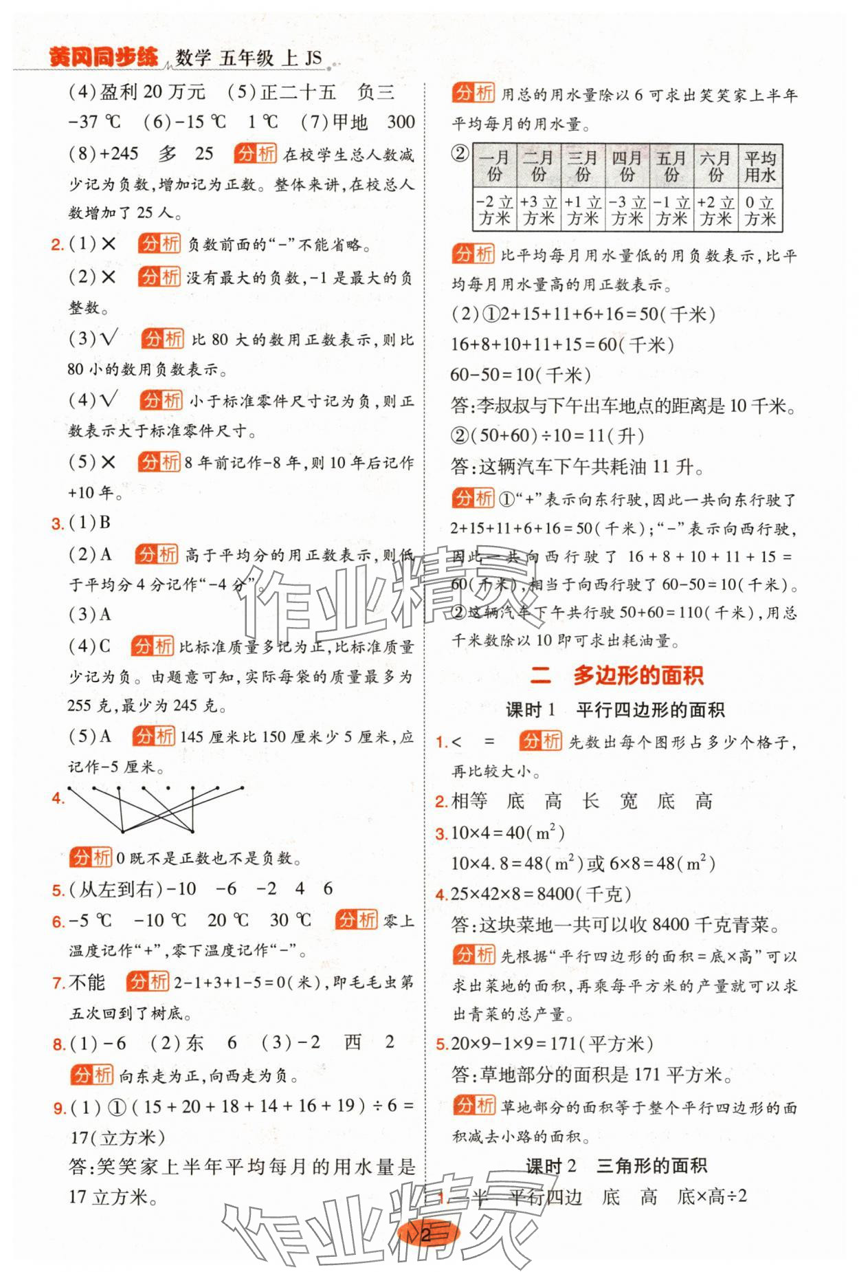 2024年黃岡同步練一日一練五年級(jí)數(shù)學(xué)上冊(cè)蘇教版 參考答案第2頁