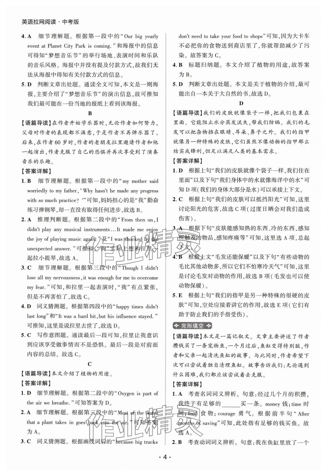 2025年阅读拉网训练九年级英语人教版&nbsp;第4页