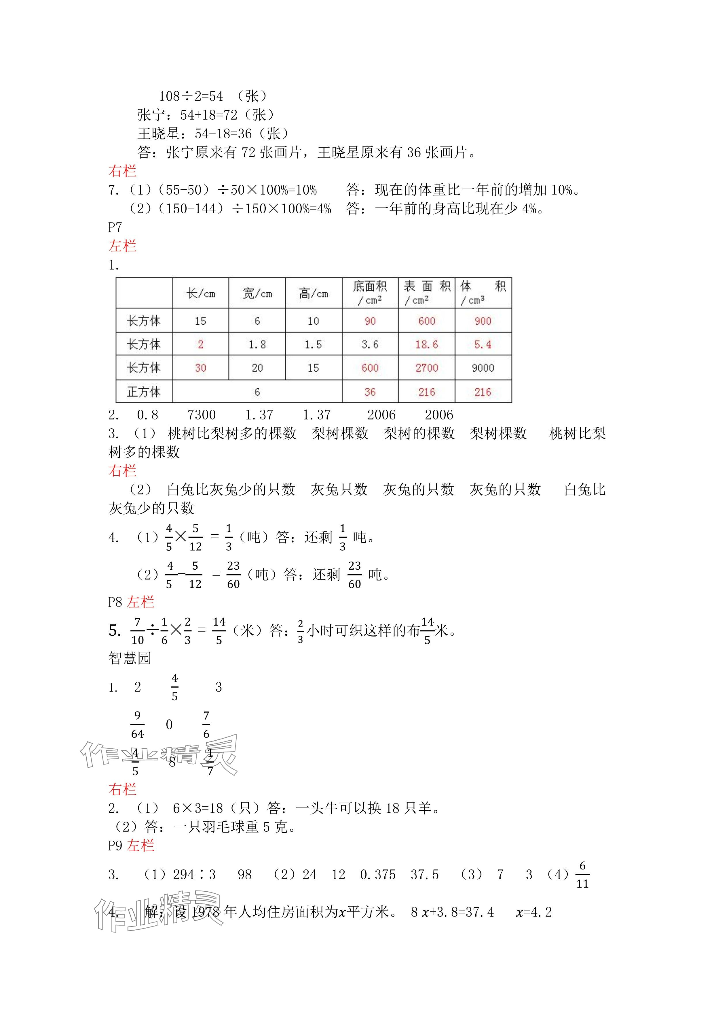 2025年寒假作業(yè)六年級數學蘇教版安徽少年兒童出版社 參考答案第3頁