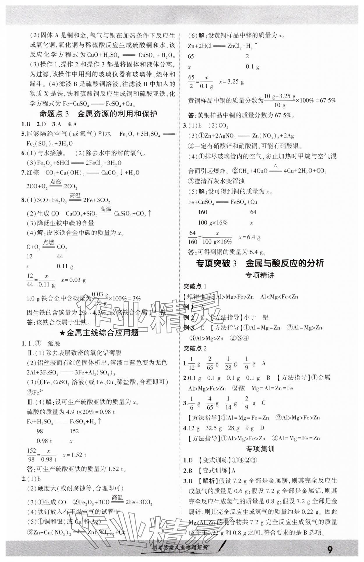 2025年一战成名考前新方案化学河南专版 参考答案第8页