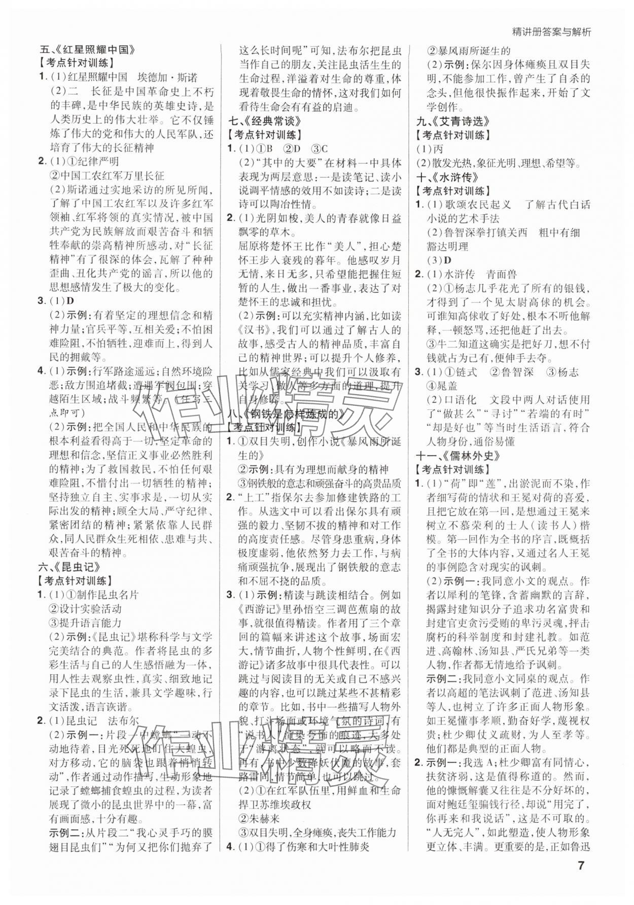 2025年考出好成绩中考总复习语文山东专版 参考答案第6页