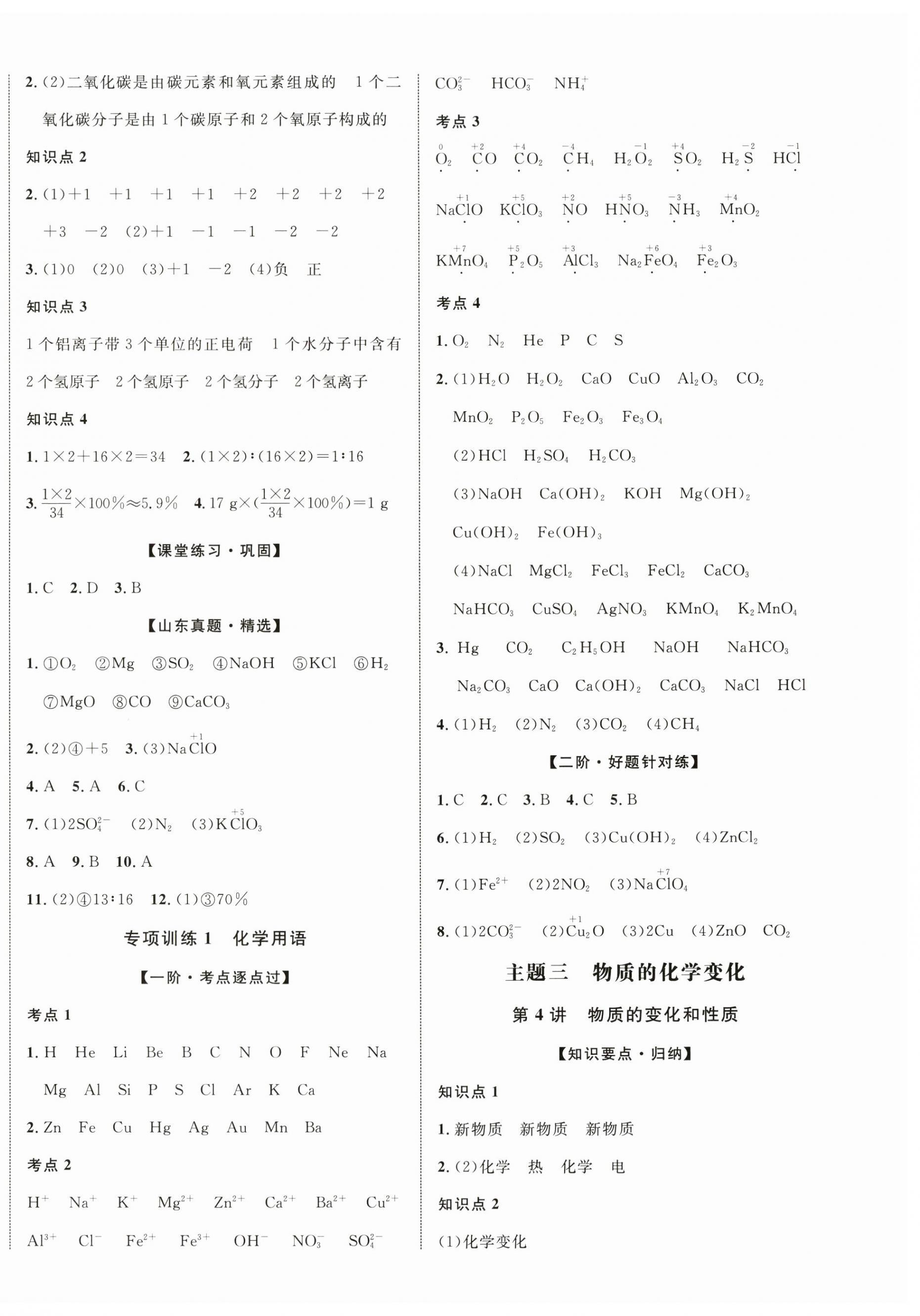 2025年初中總復(fù)習(xí)手冊北京教育出版社化學(xué) 第4頁