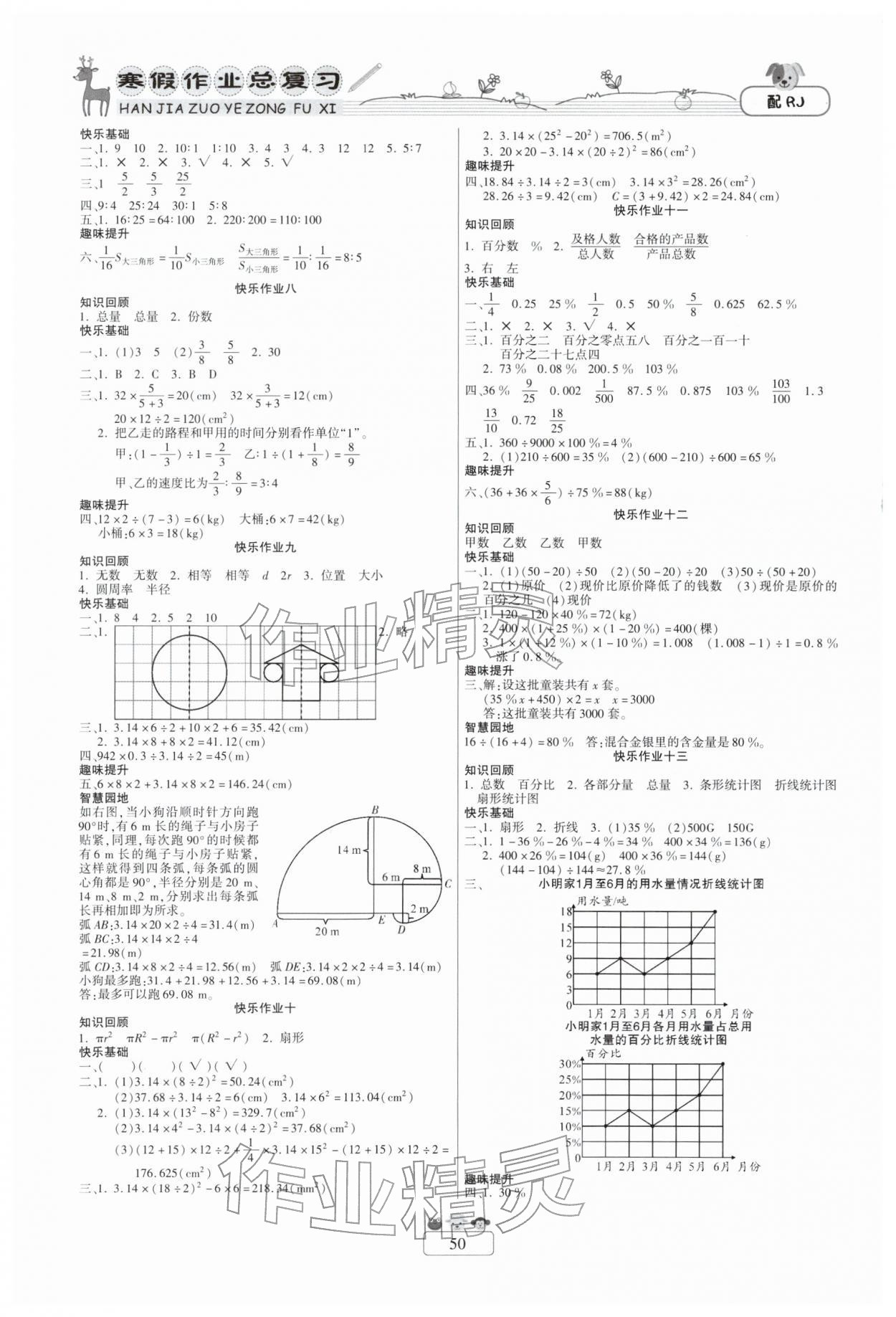2026年快乐假期寒假作业总复习南方出版社六年级数学人教版&nbsp;第2页