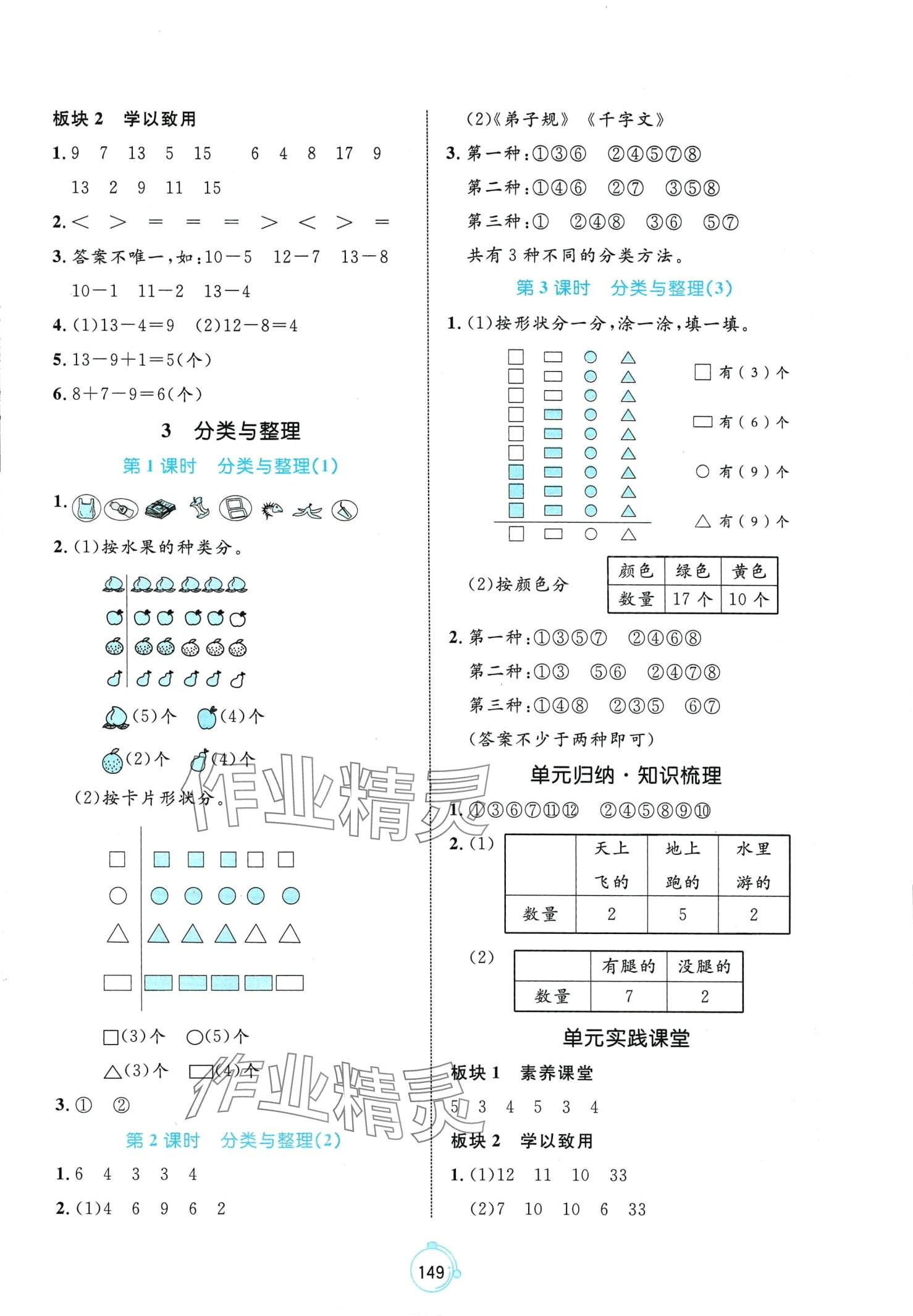 2024年黃岡名師天天練一年級數(shù)學(xué)下冊人教版福建專版 第3頁