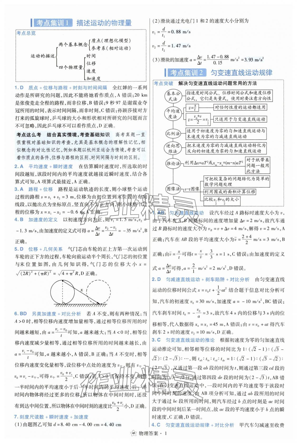 2025年考点集训45天物理 参考答案第1页