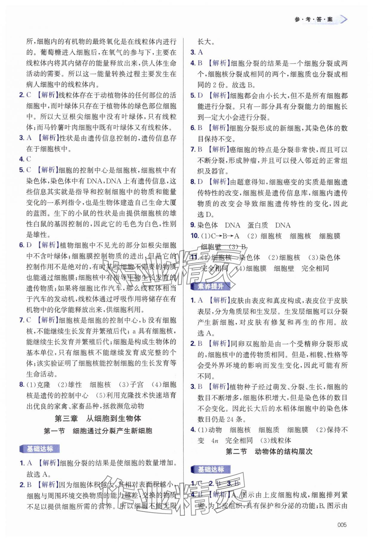 2025年學習質量監測七年級生物上冊人教版 第5頁