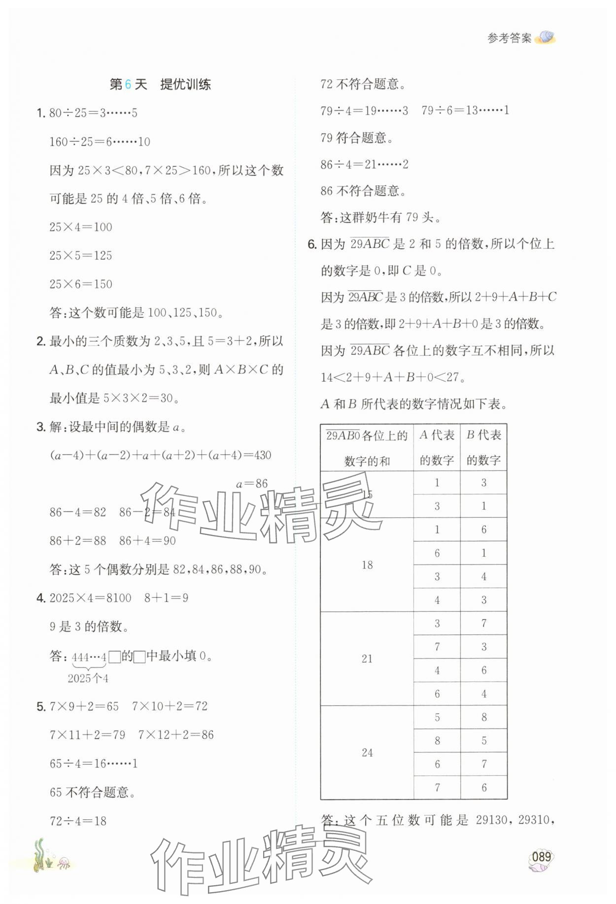 2025年一本暑假計算加應(yīng)用題五年級數(shù)學(xué)人教版 參考答案第4頁
