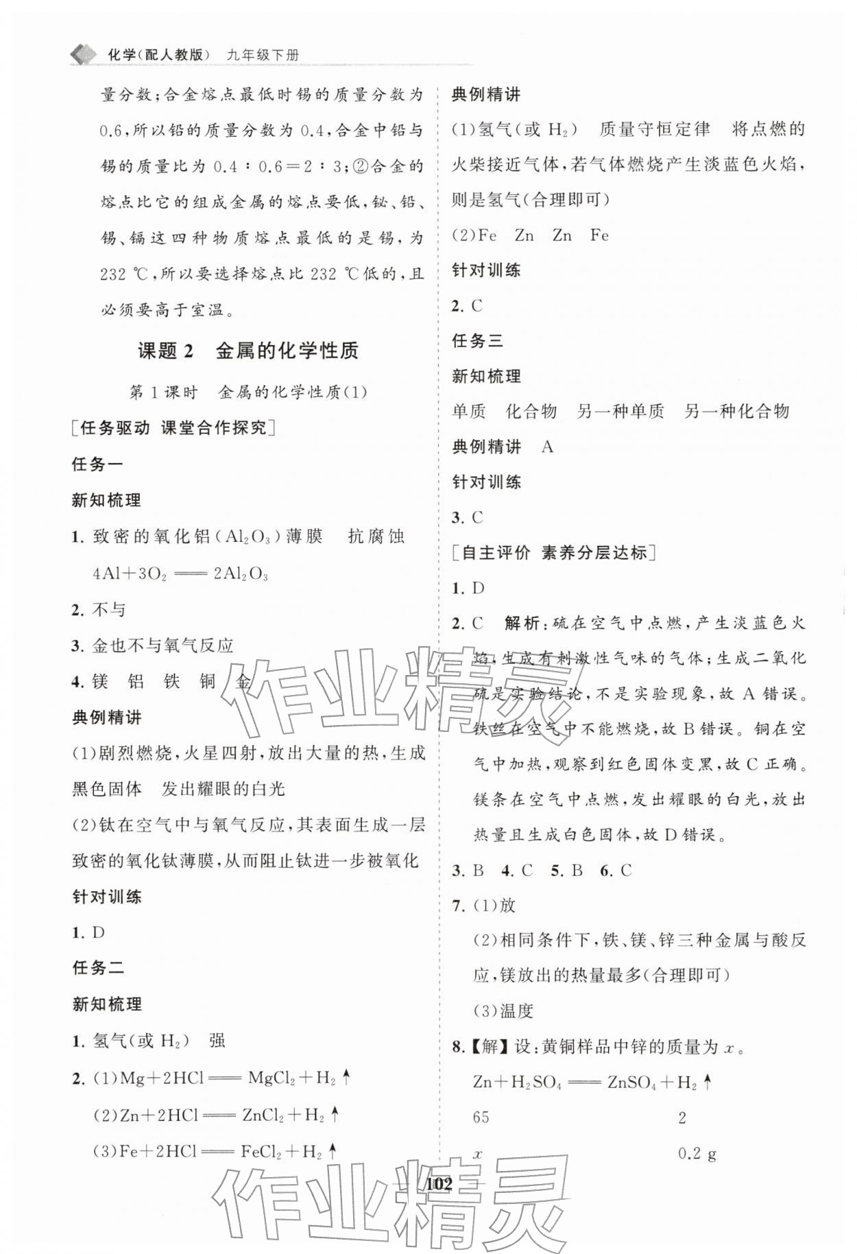 2026年新课程同步练习册九年级化学下册人教版&nbsp;第2页