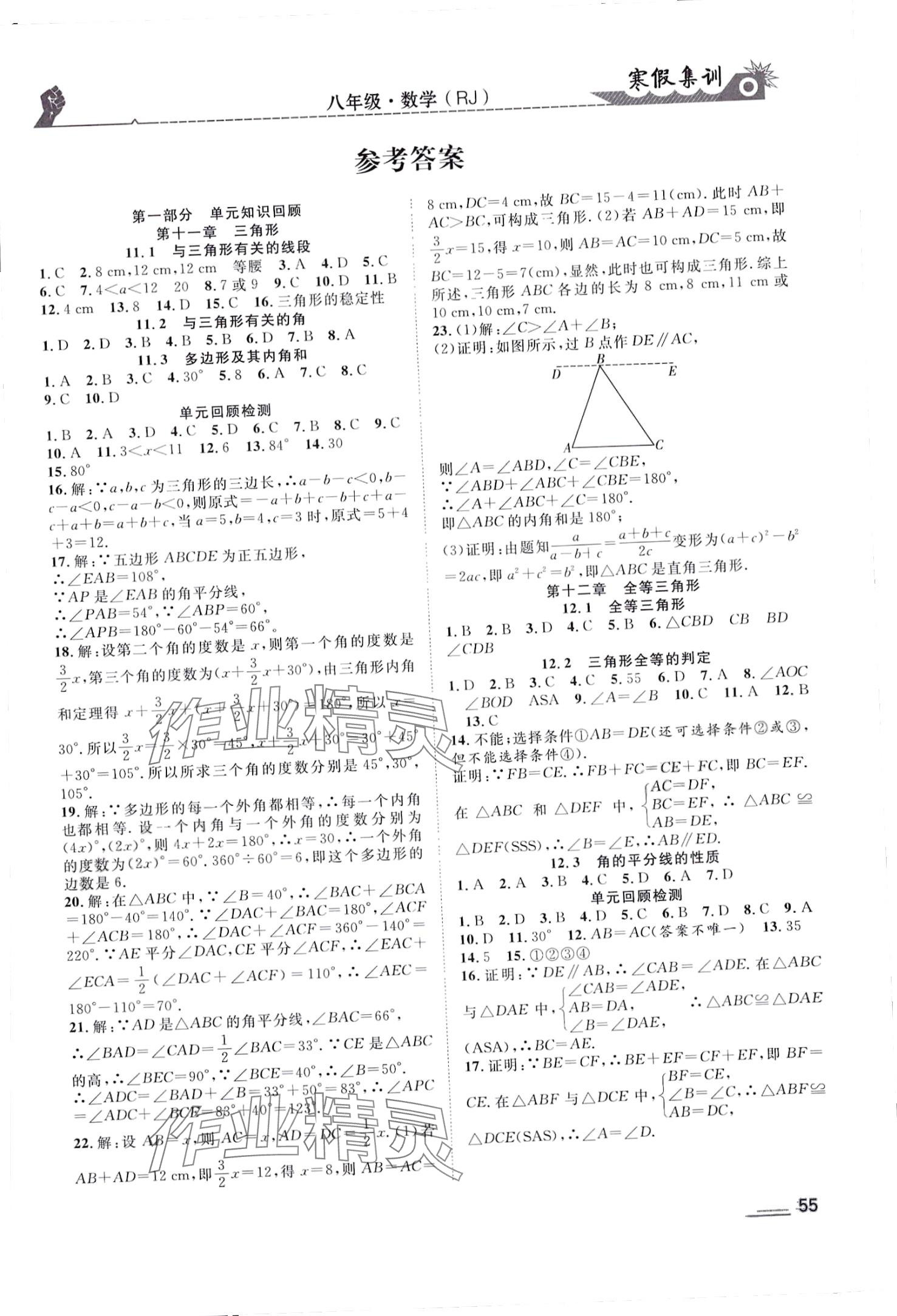 2024年寒假集训合肥工业大学出版社八年级数学人教版 第1页