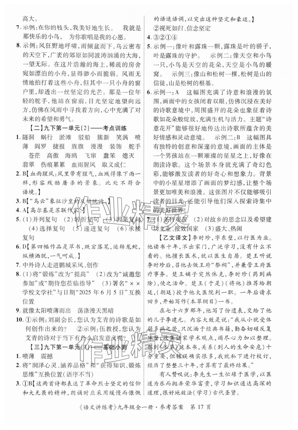 2025年语文讲练考九年级全一册人教版 第17页