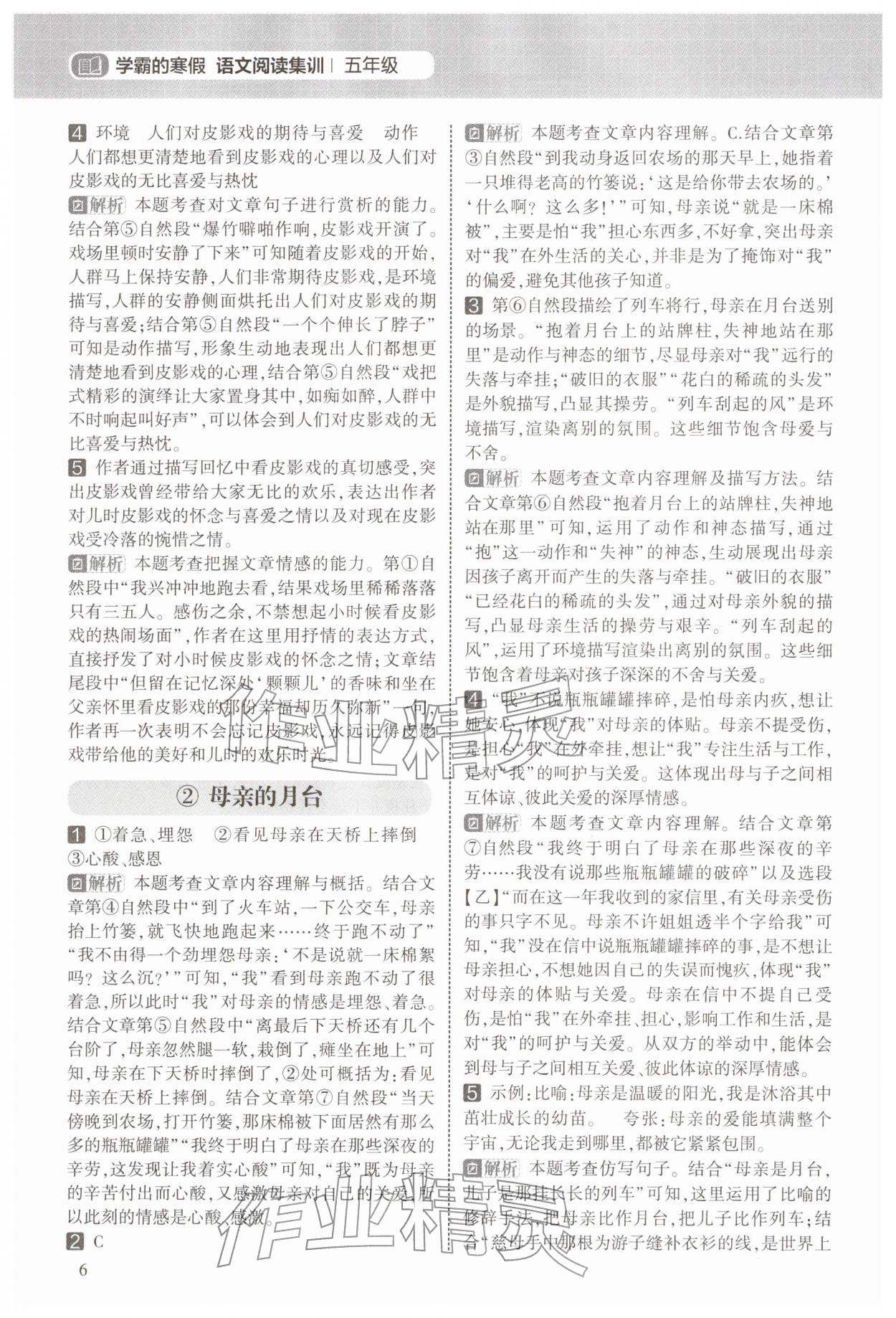 2026年学霸的寒假阅读集训五年级语文&nbsp;第6页