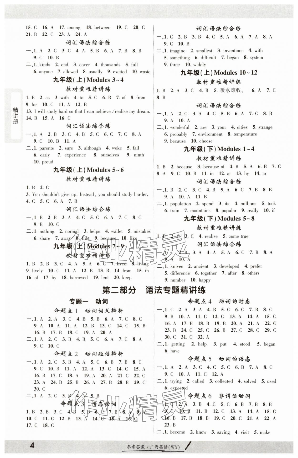 2025年一戰(zhàn)成名考前新方案英語(yǔ)外研版廣西專(zhuān)版&nbsp;參考答案第3頁(yè)