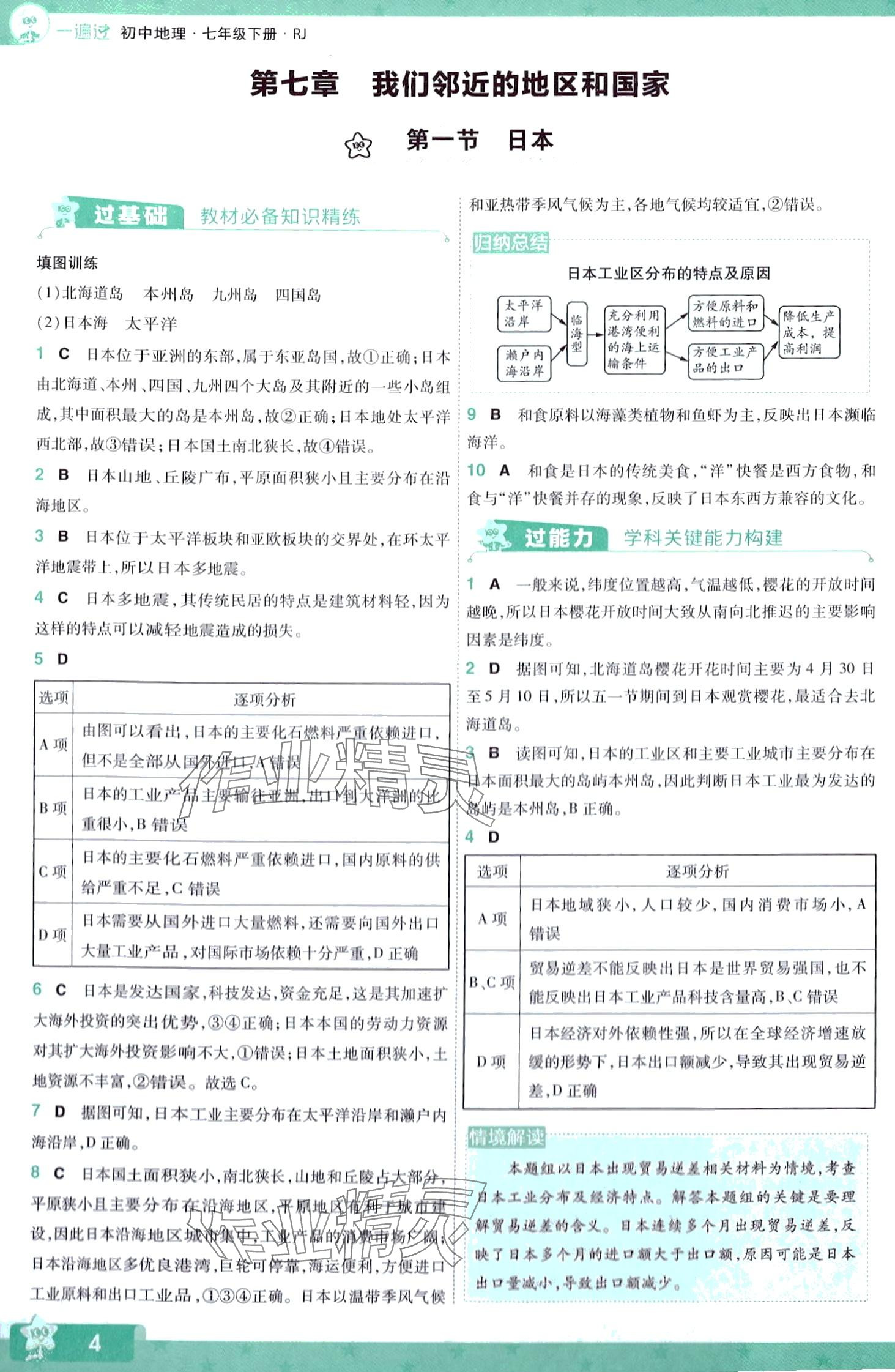 2024年一遍過七年級地理下冊人教版 第4頁