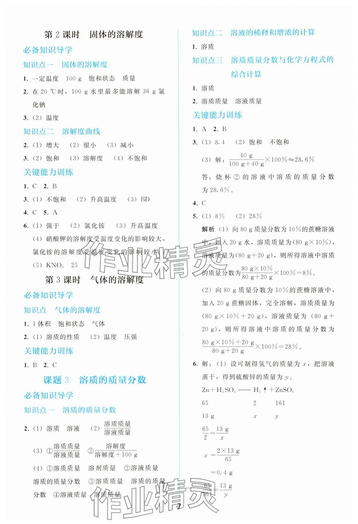 2025年同步輕松練習(xí)九年級化學(xué)下冊人教版 參考答案第6頁