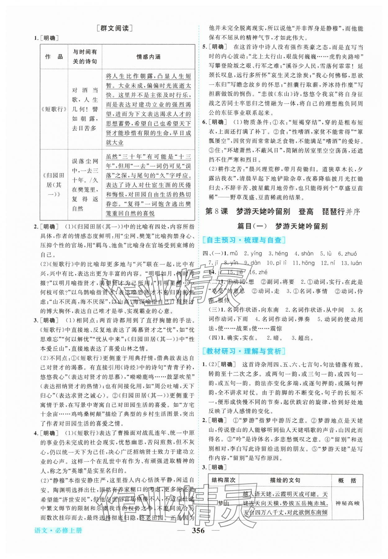 2024年新坐標(biāo)同步練習(xí)高中語(yǔ)文必修上冊(cè)人教版 參考答案第15頁(yè)