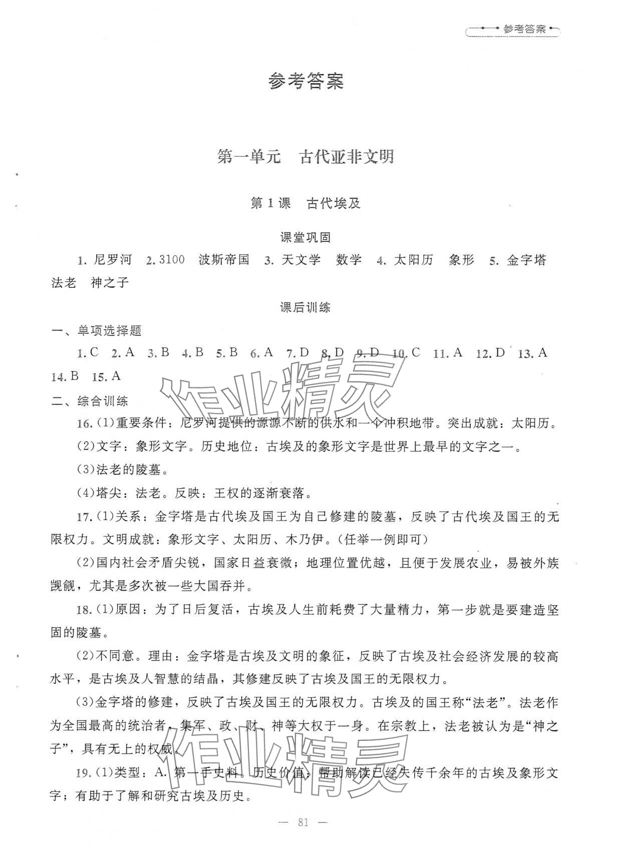2025年课堂精练九年级历史上册人教版哈尔滨专版 第1页