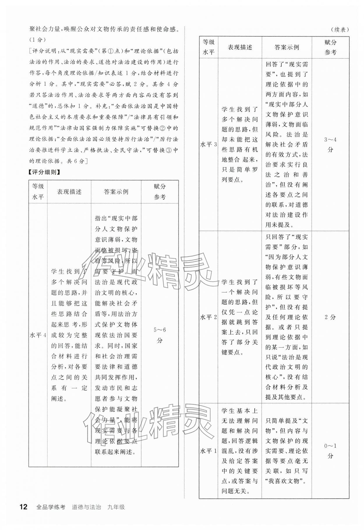 2025年全品学练考九年级道德与法治全一册人教版深圳专版 第12页