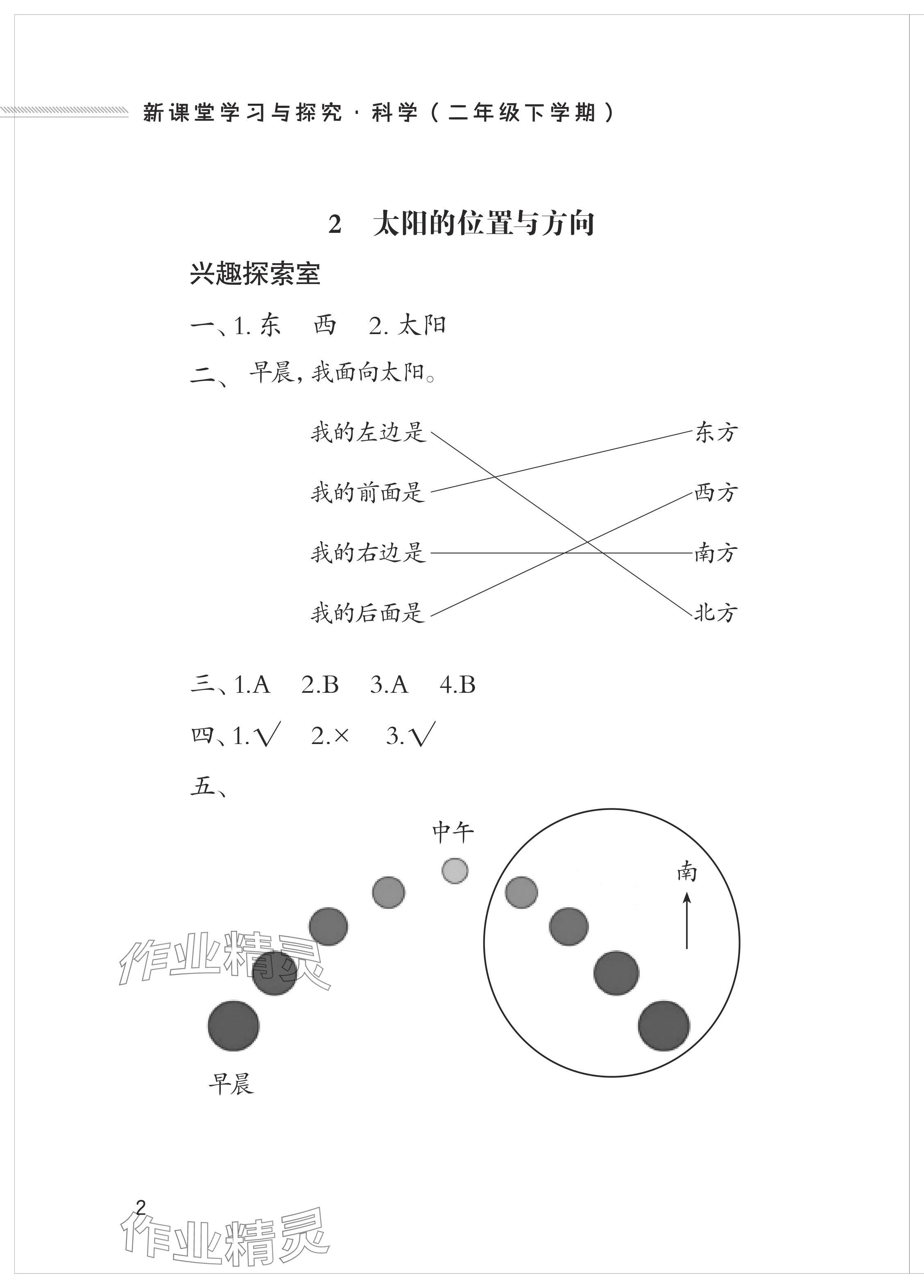 2024年新課堂學習與探究二年級科學下冊青島版 參考答案第2頁